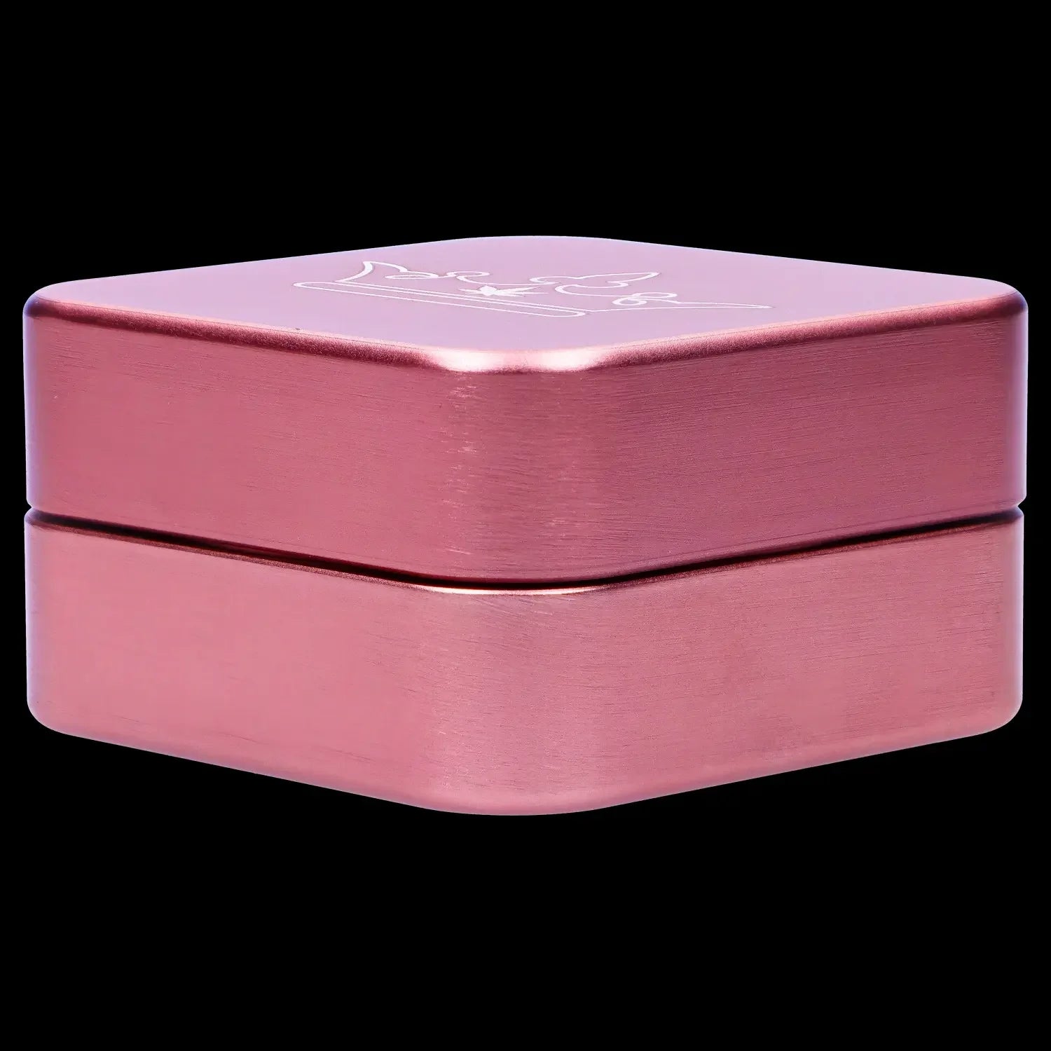 A close-up of the 55mm Queen of Bud 2-Piece Grinder, photographed at a slight angle against a dark background.