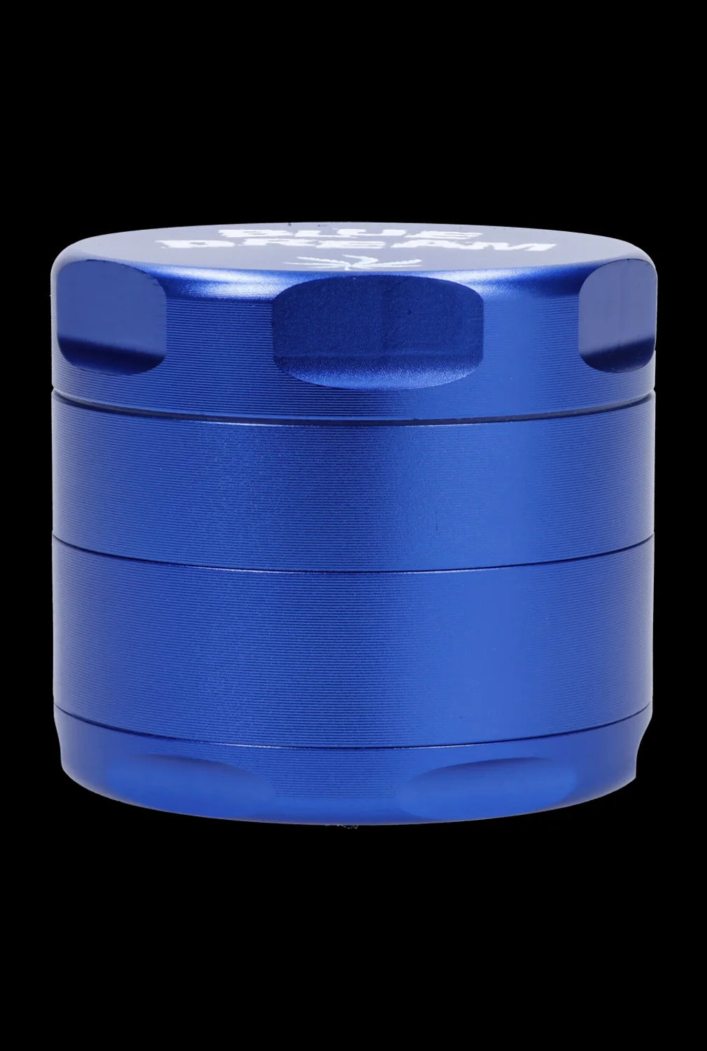 Blue four-piece metal cannabis grinder.