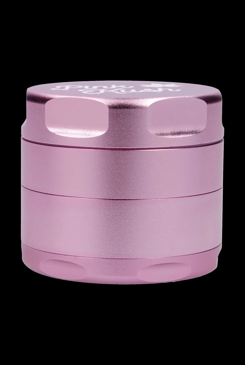 Purple four-piece metal grinder for cannabis.