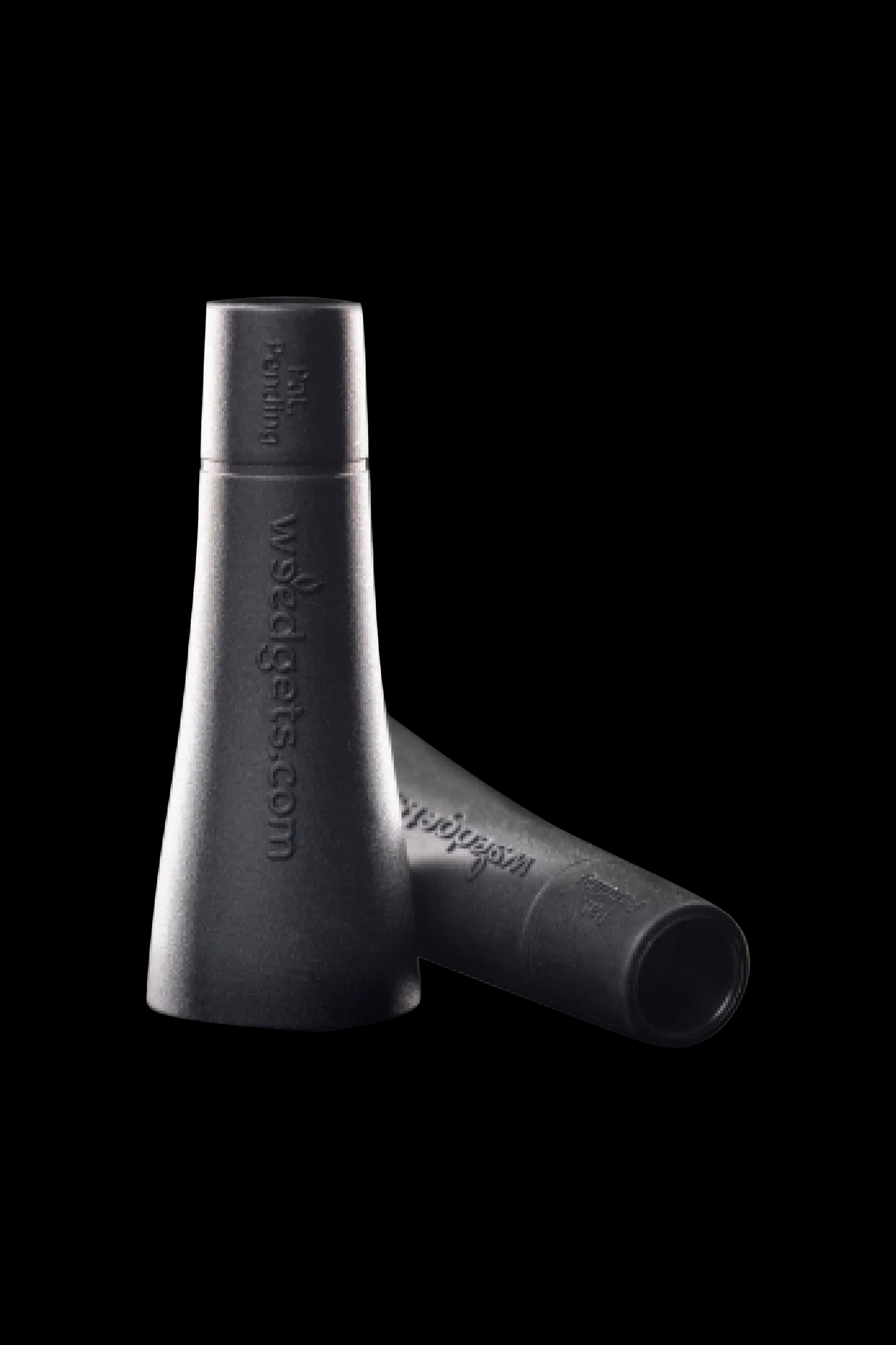 Black silicone cannabis oil containers with branded text.