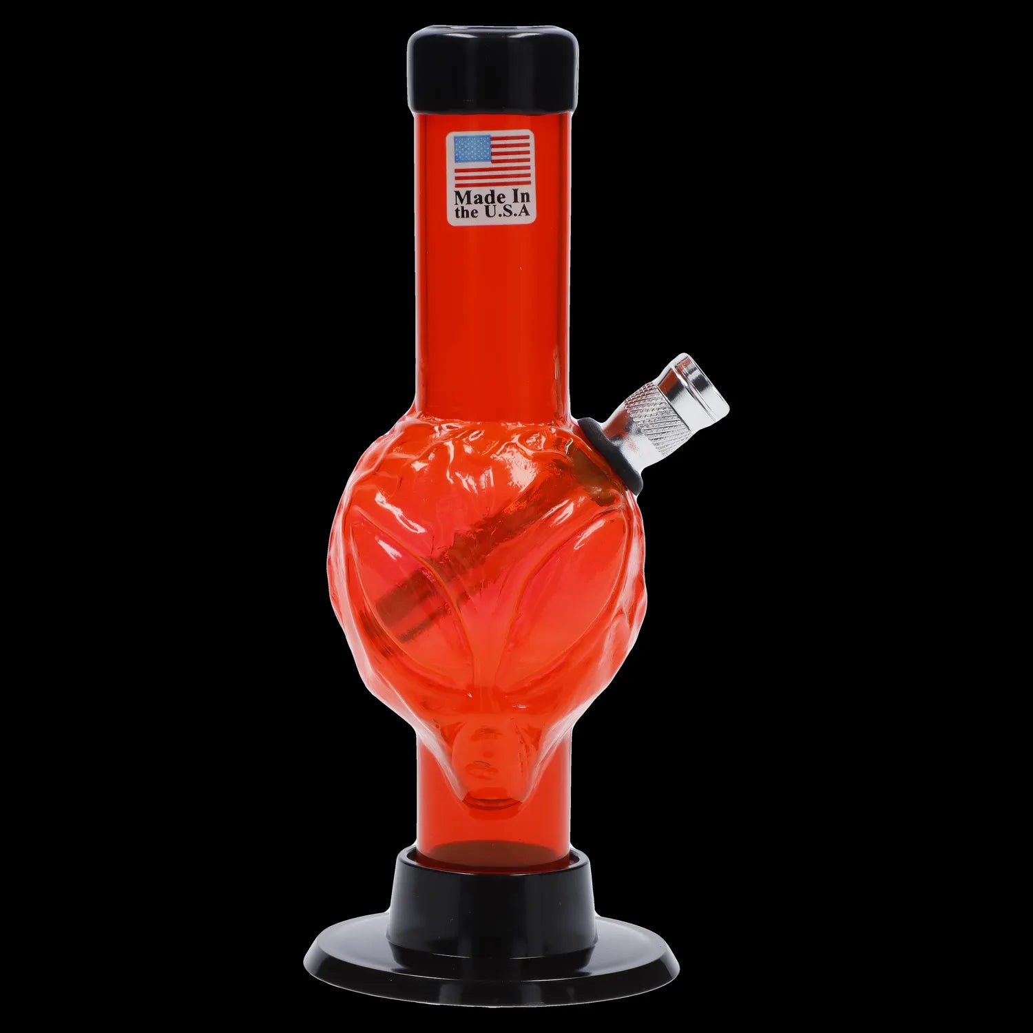 Front view of the JM Plastics Mini Alien Base Acrylic Water Pipe, showcasing its 6-inch height and unique base design.