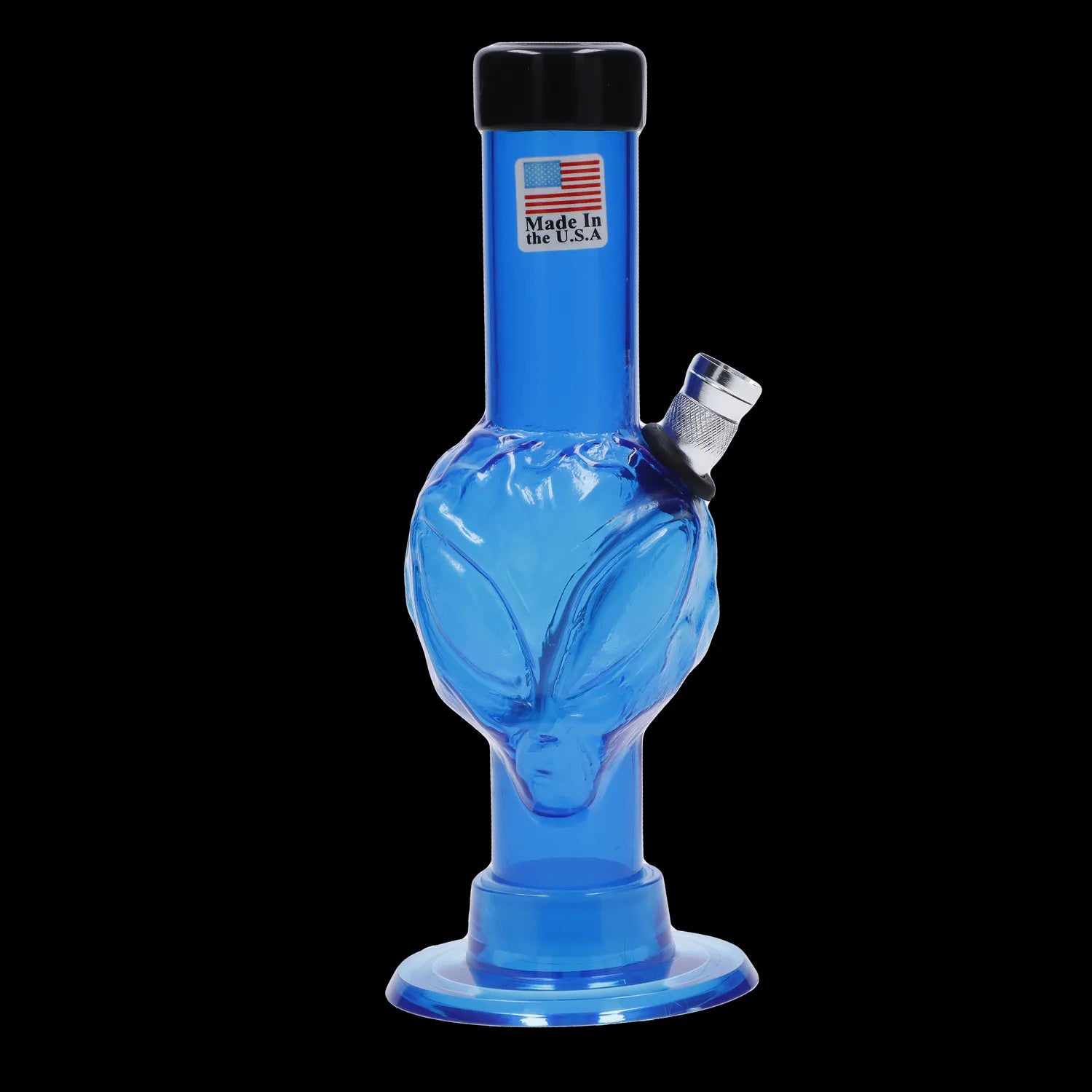 Front view of the 6-inch JM Plastics Mini Alien Base Acrylic Water Pipe, showcasing its unique base design.