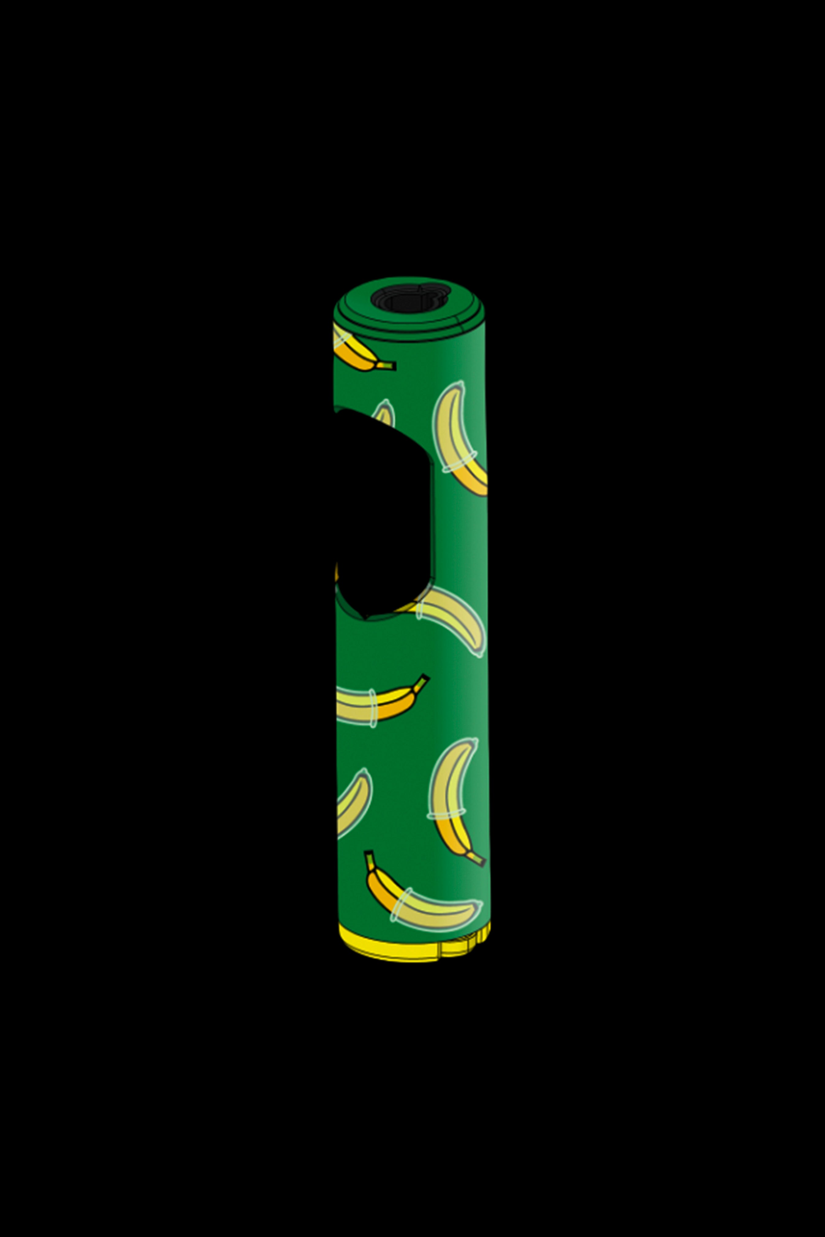 Green cannabis one-hitter with a banana pattern.