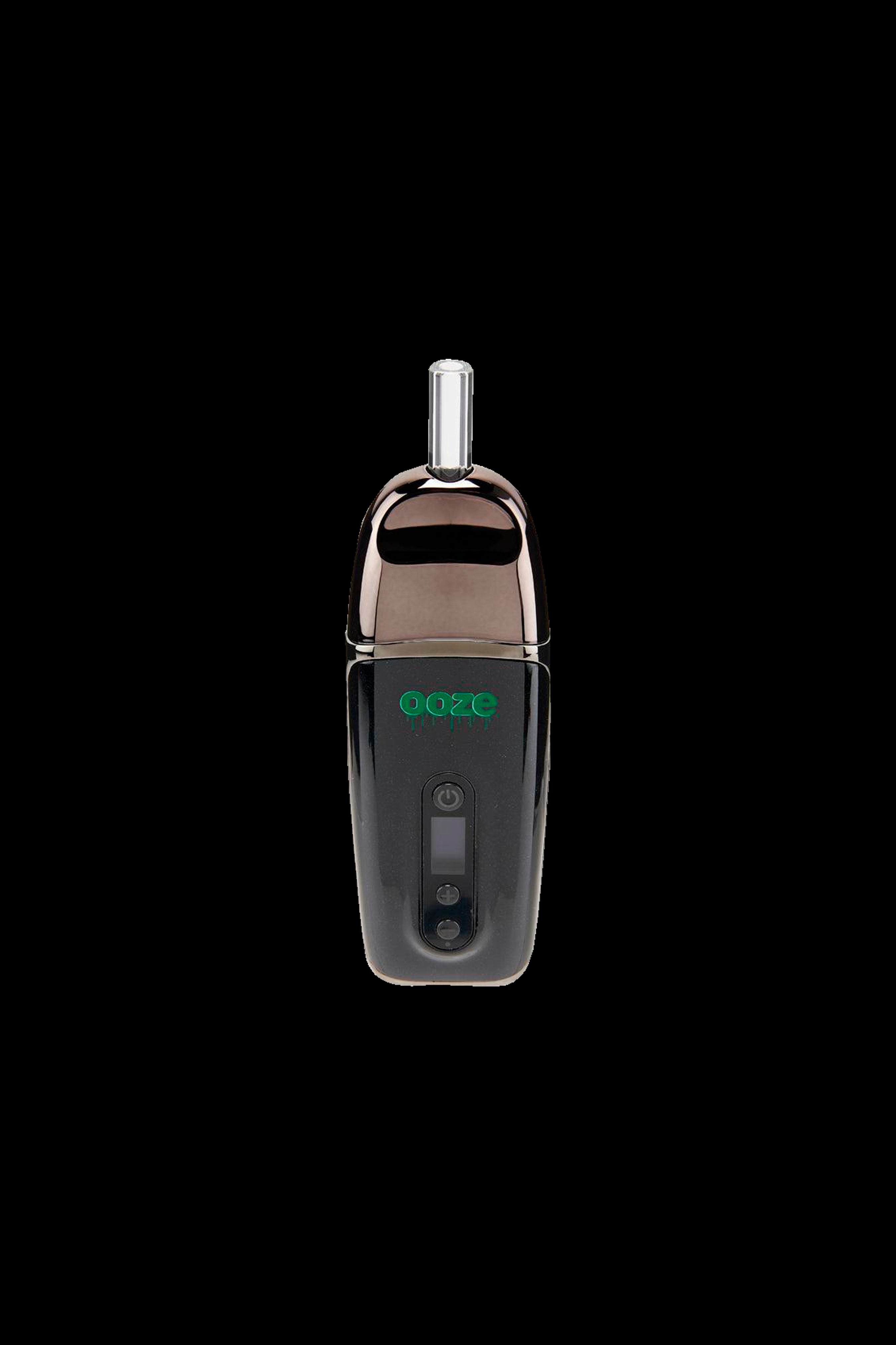 Sleek, black and green cannabis vaporizer pen with digital display.