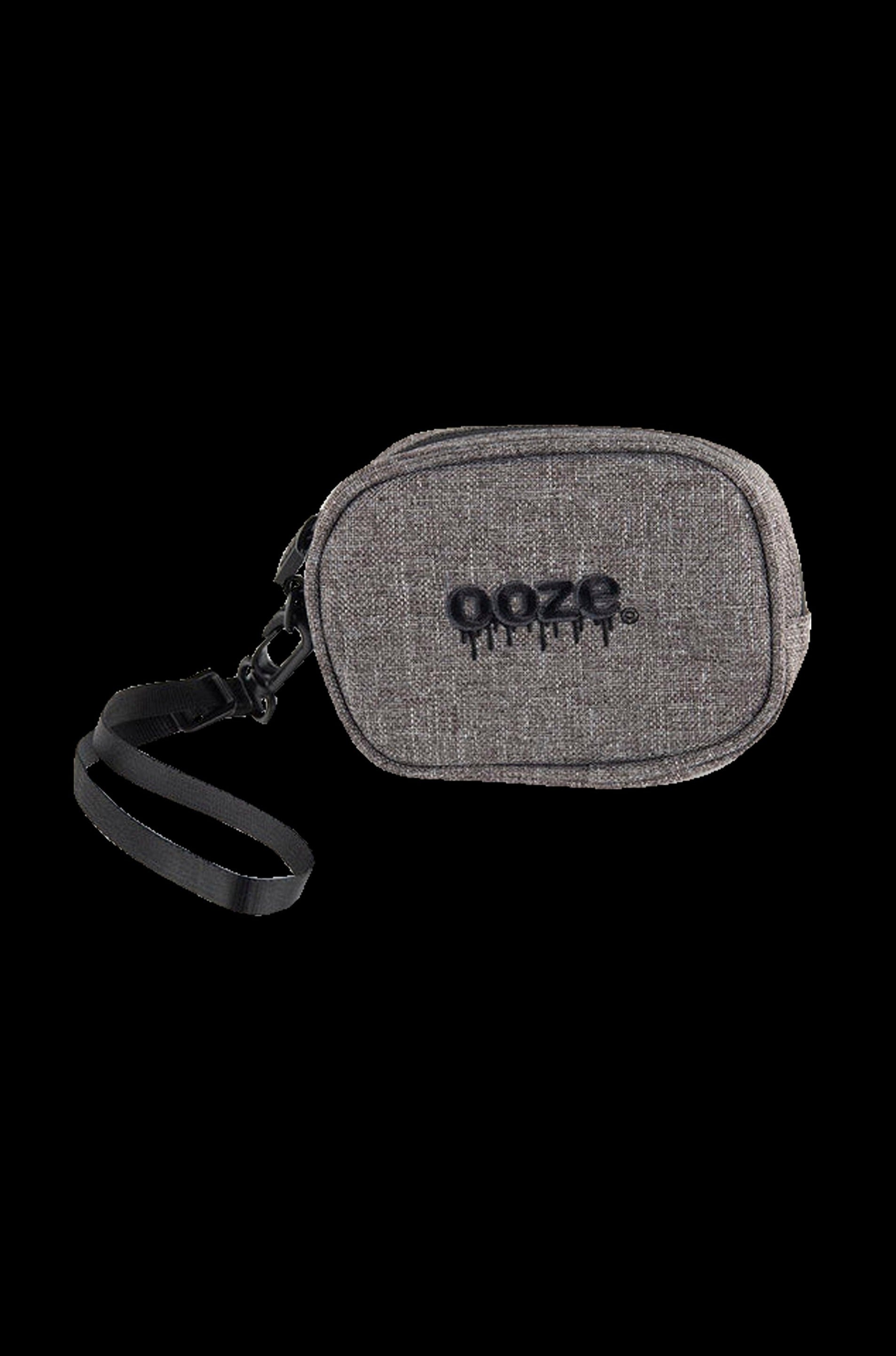 Gray cannabis accessories case with a lanyard and “noze.” branding.