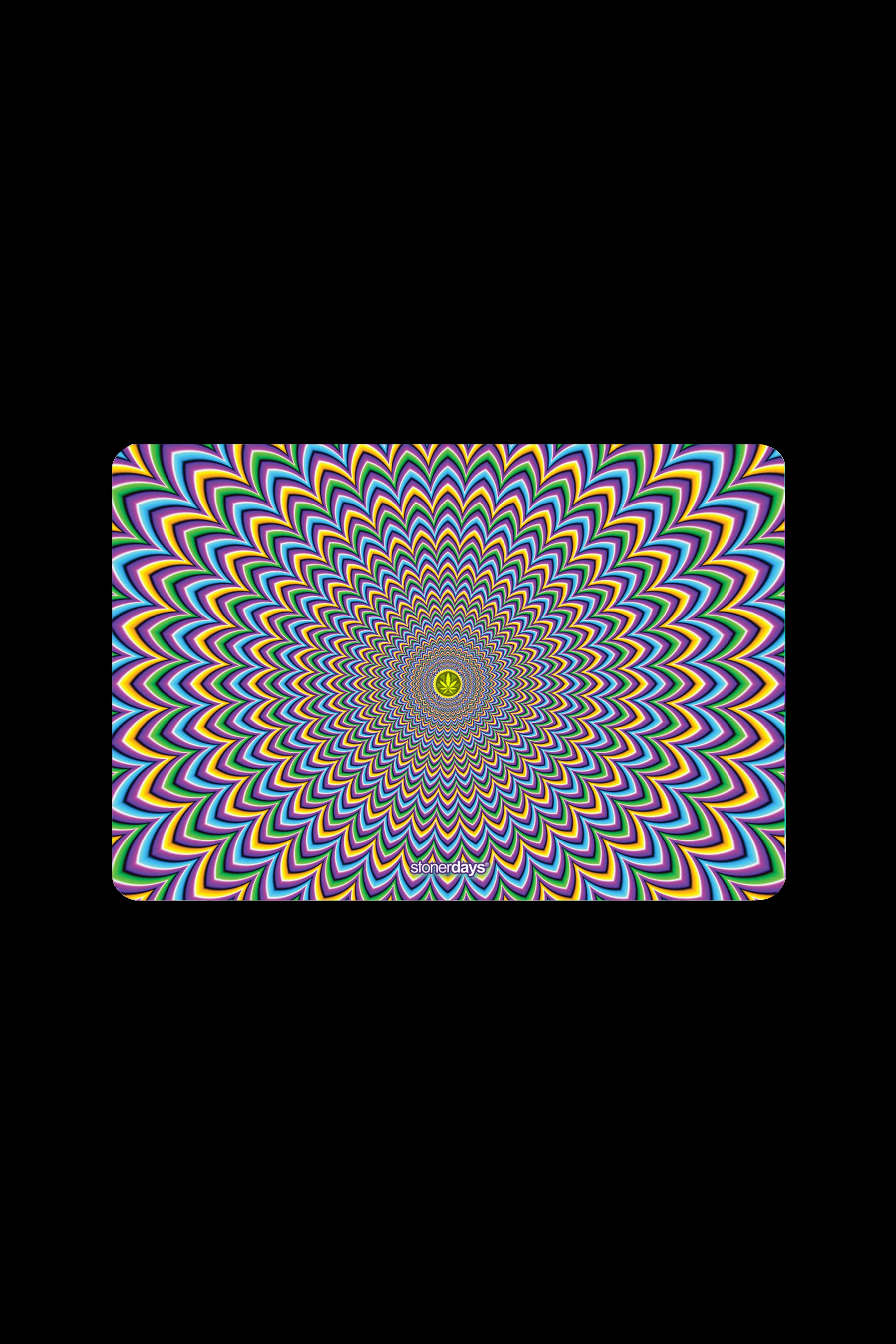 Optical illusion pattern with cannabis leaf watermark.