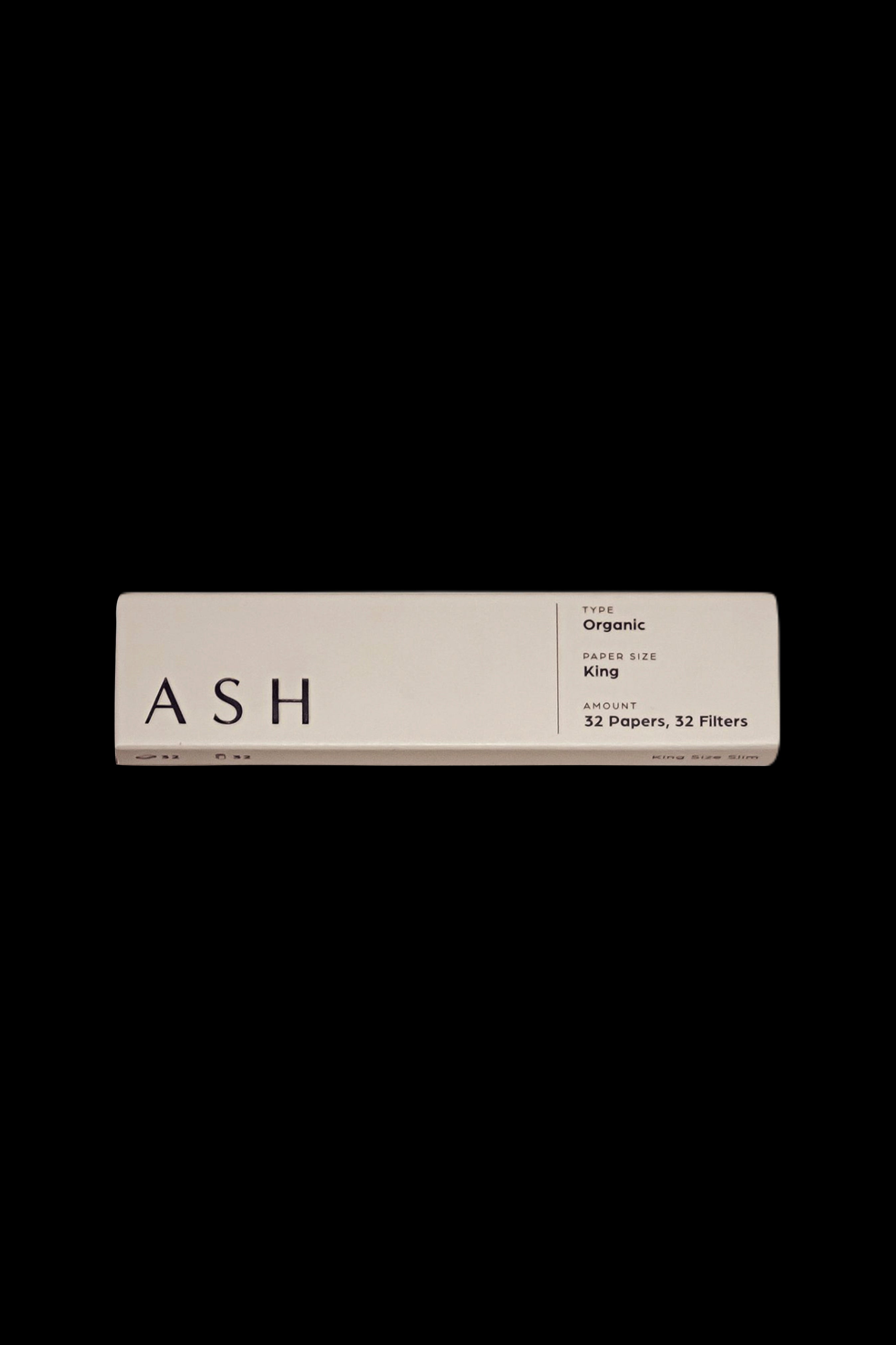 Pack of ASH organic king-size rolling papers and filters.