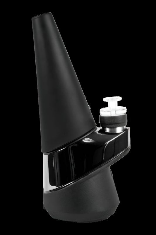 Black electronic dab rig for cannabis concentrate consumption.