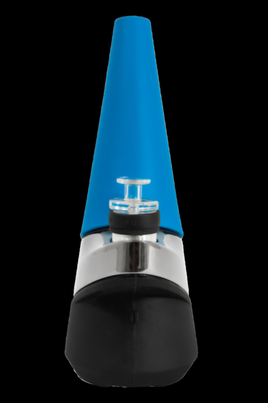 Blue and black electric dab rig for cannabis concentrates.