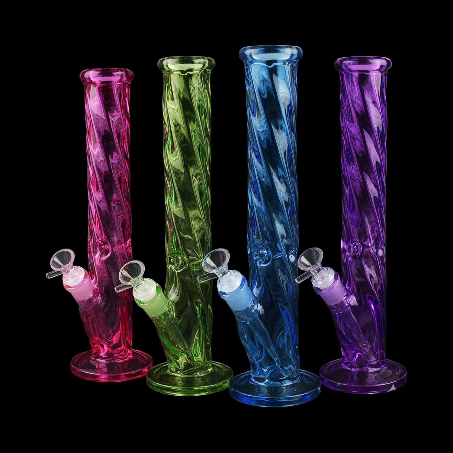 Slick Spiral Straight Tube Water Pipe -13.5"/14mm F/Colors Vary