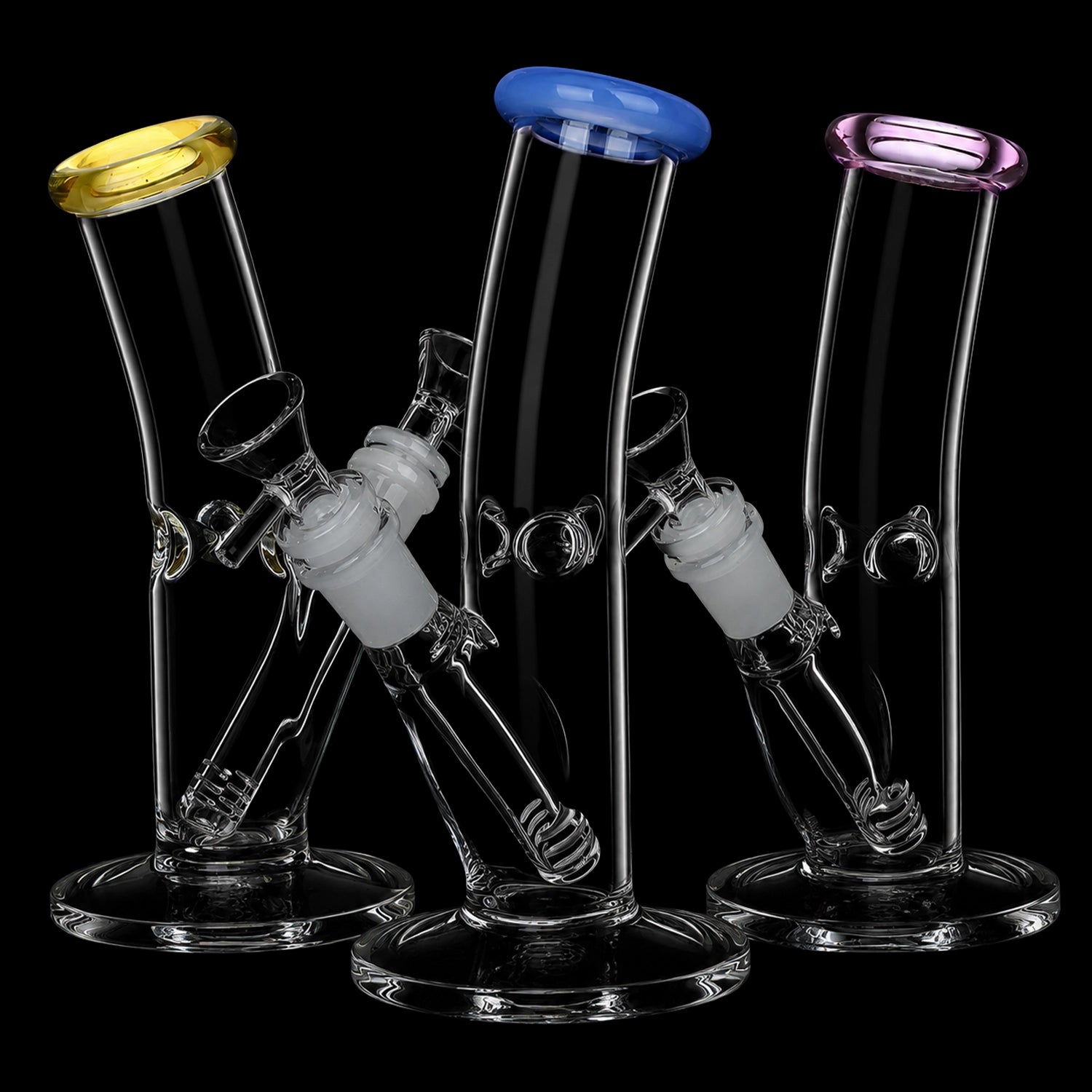 Classic Bent Neck Straight Tube Glass Water Pipe | 14mm F | Colors Vary