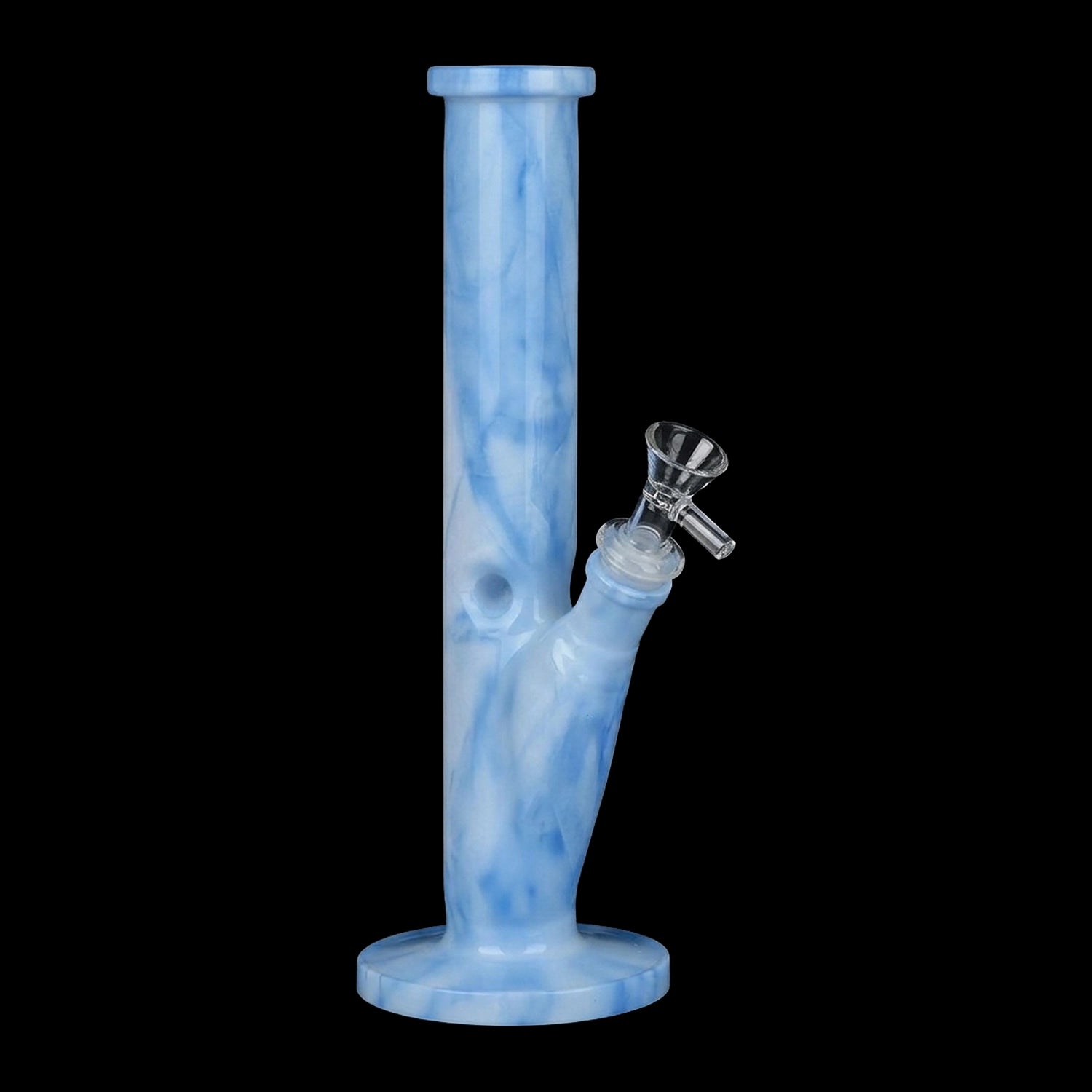 Marbled Straight Tube Glass Water Pipe - 10.75" / 14mm F / Colors Vary