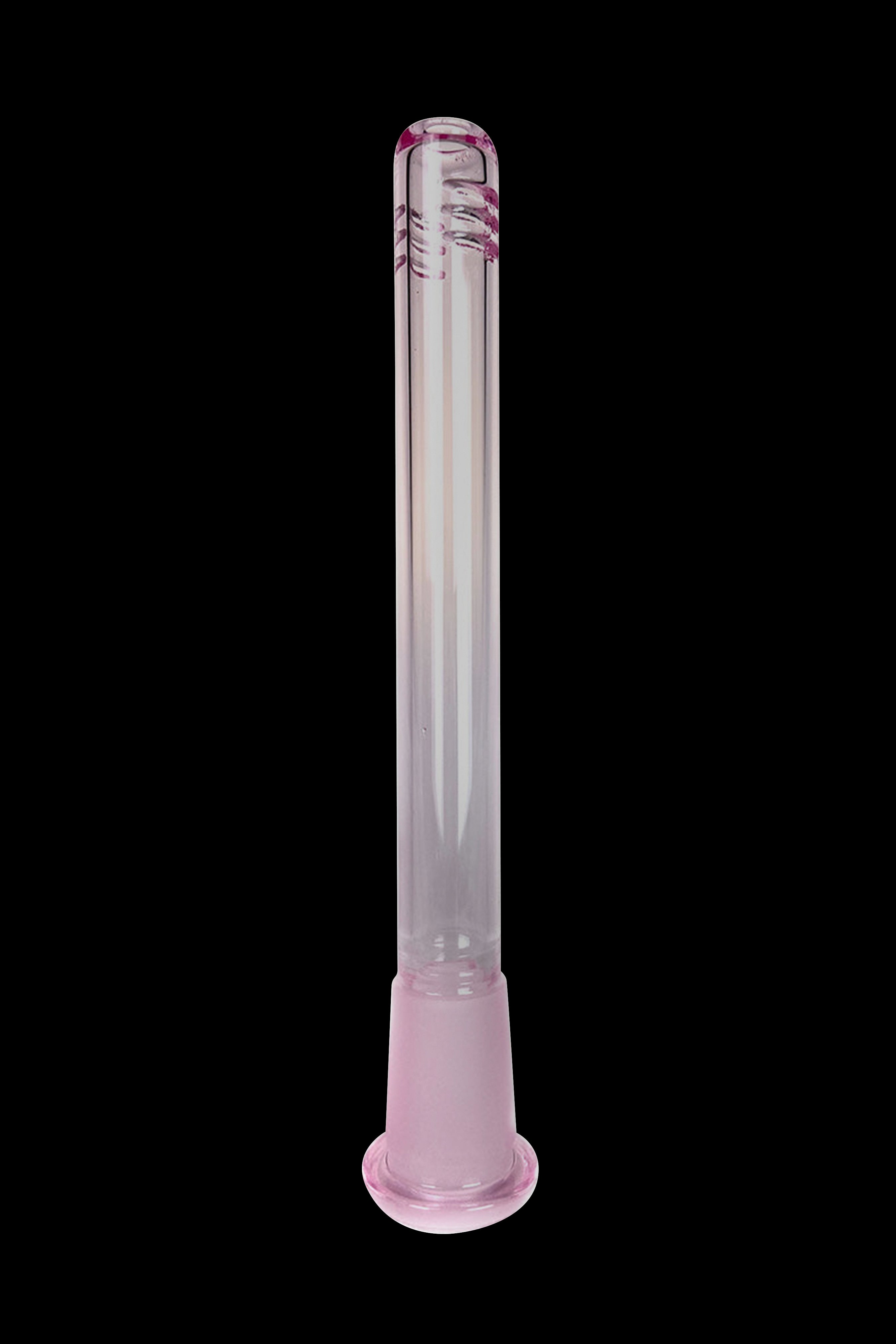 Pink glass cannabis bong with vertical ridges.