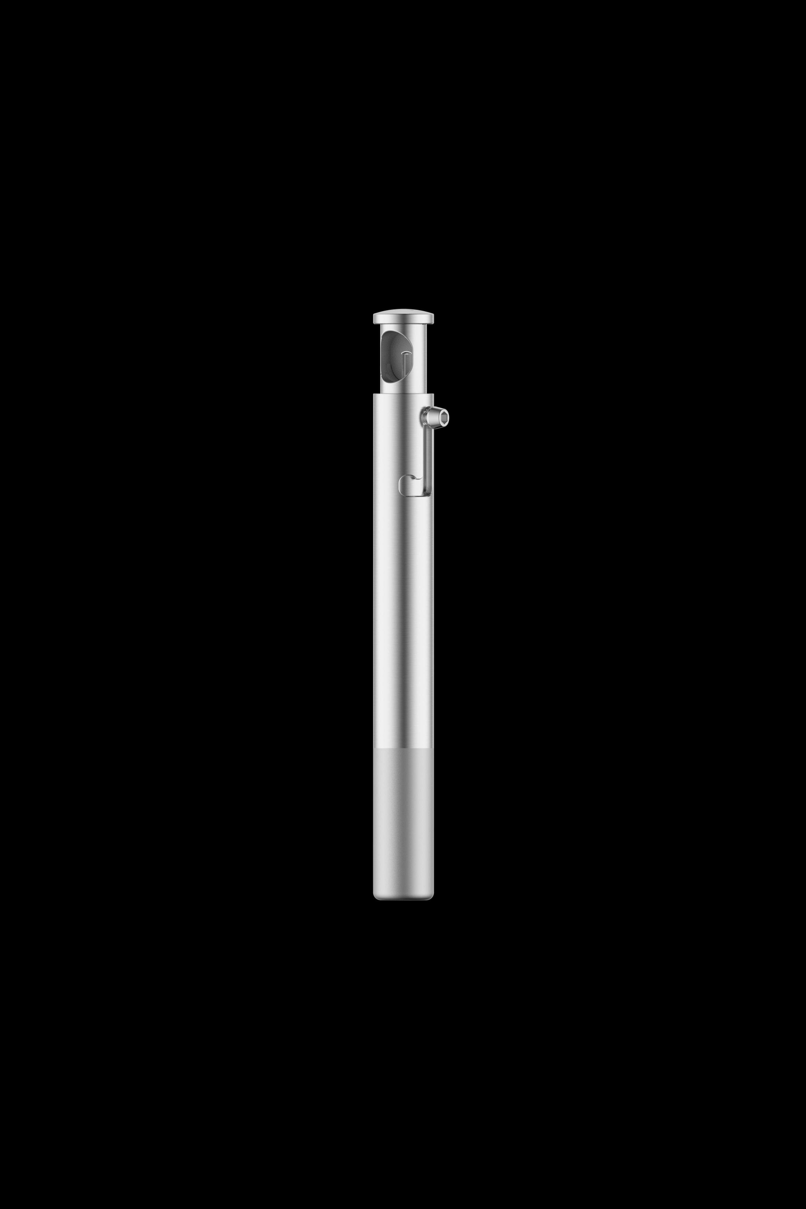 Silver cannabis vaporizer pen isolated on a black background.