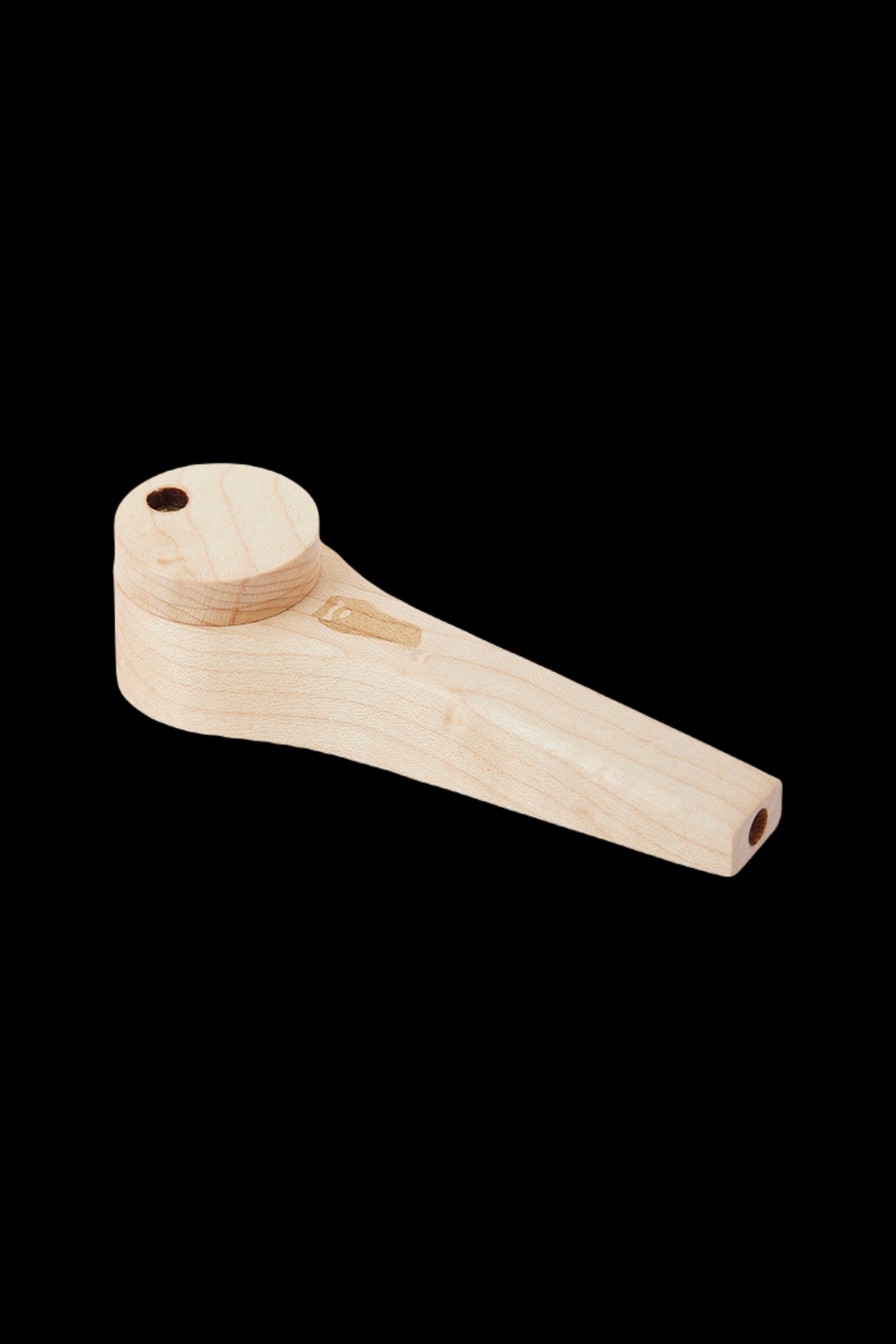 Wooden smoking pipe with carved details.