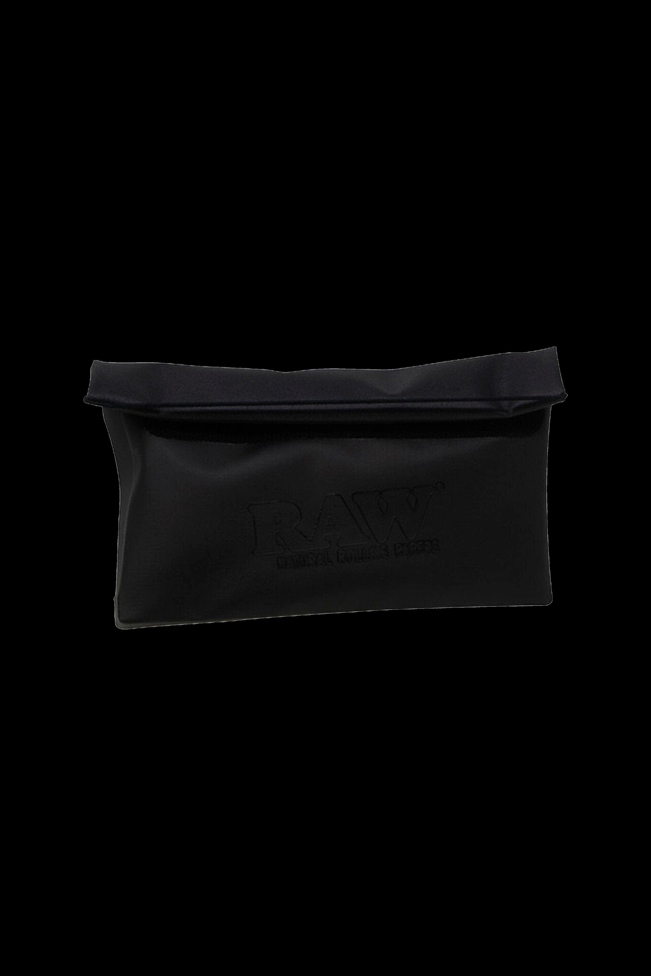 Black cannabis smell-proof bag with subtle branding.