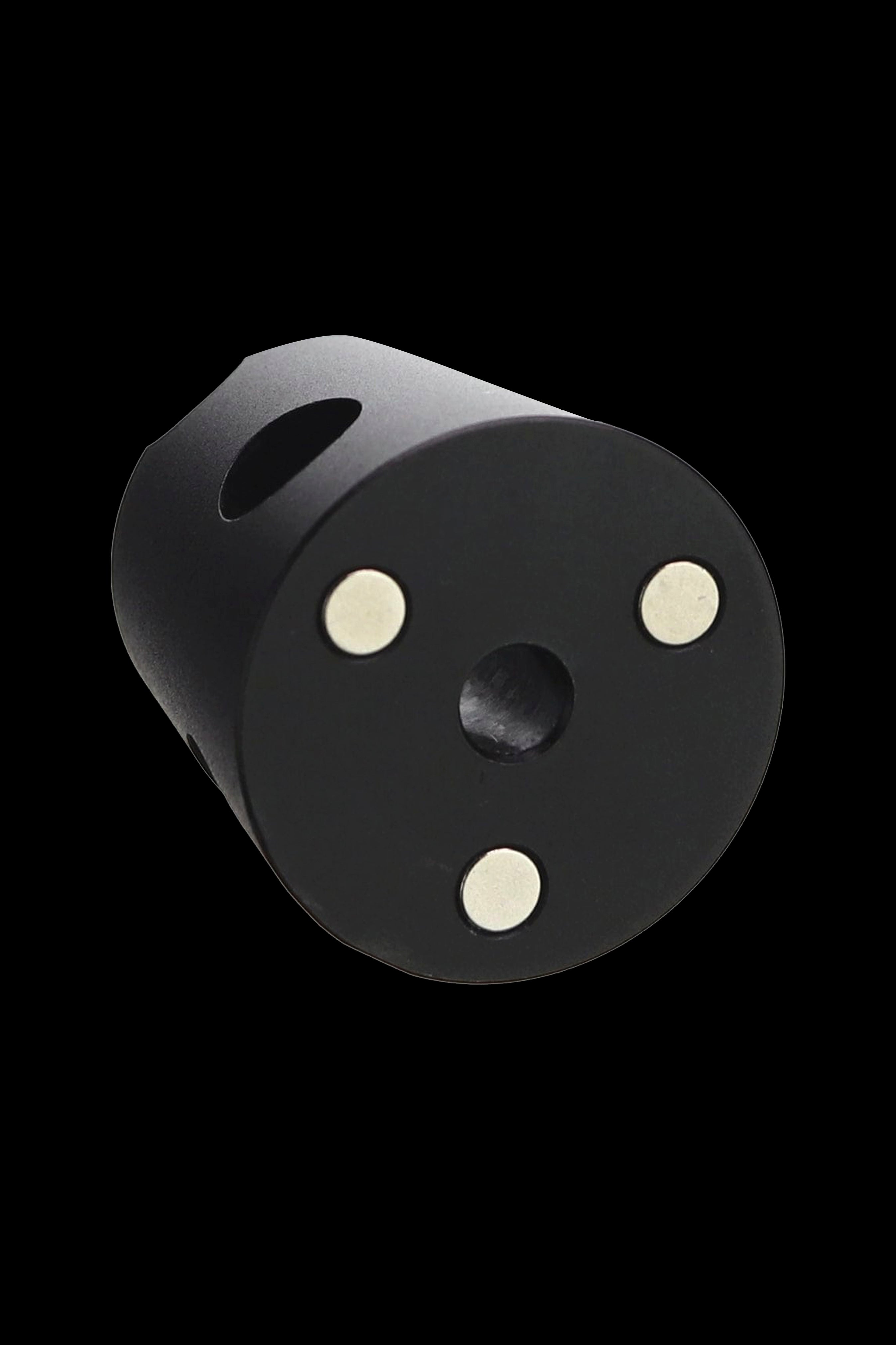 Black cannabis oil cartridge with three small windows.