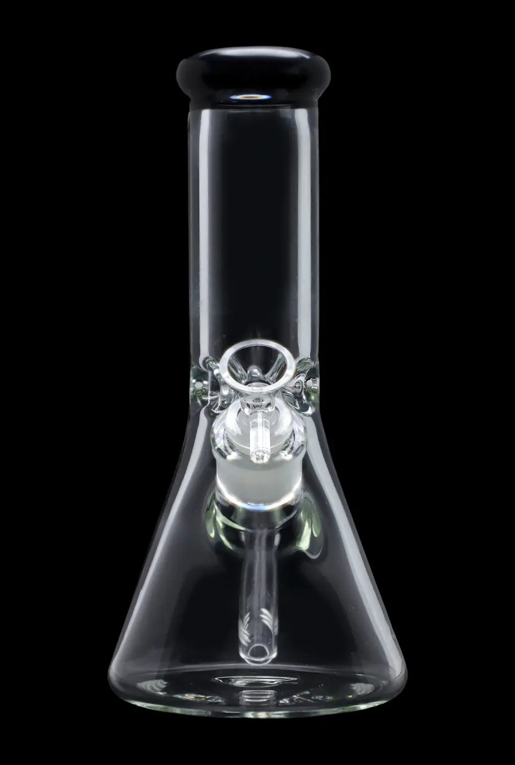 A front view of the 10-inch Smoke Cartel Beaker water pipe with a colorful mouthpiece and visible ice pinch.
