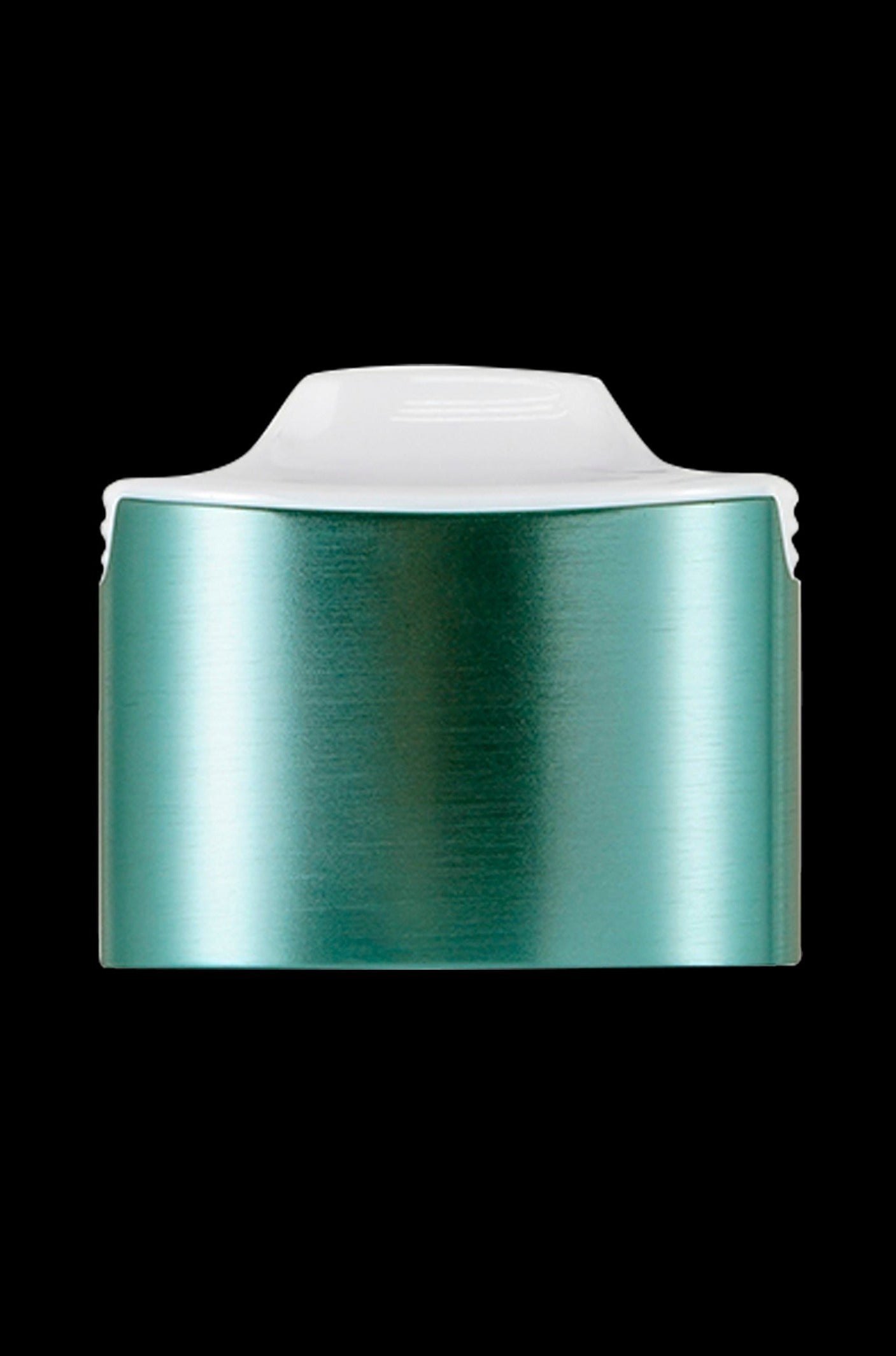 Metallic green cannabis container with white liner.