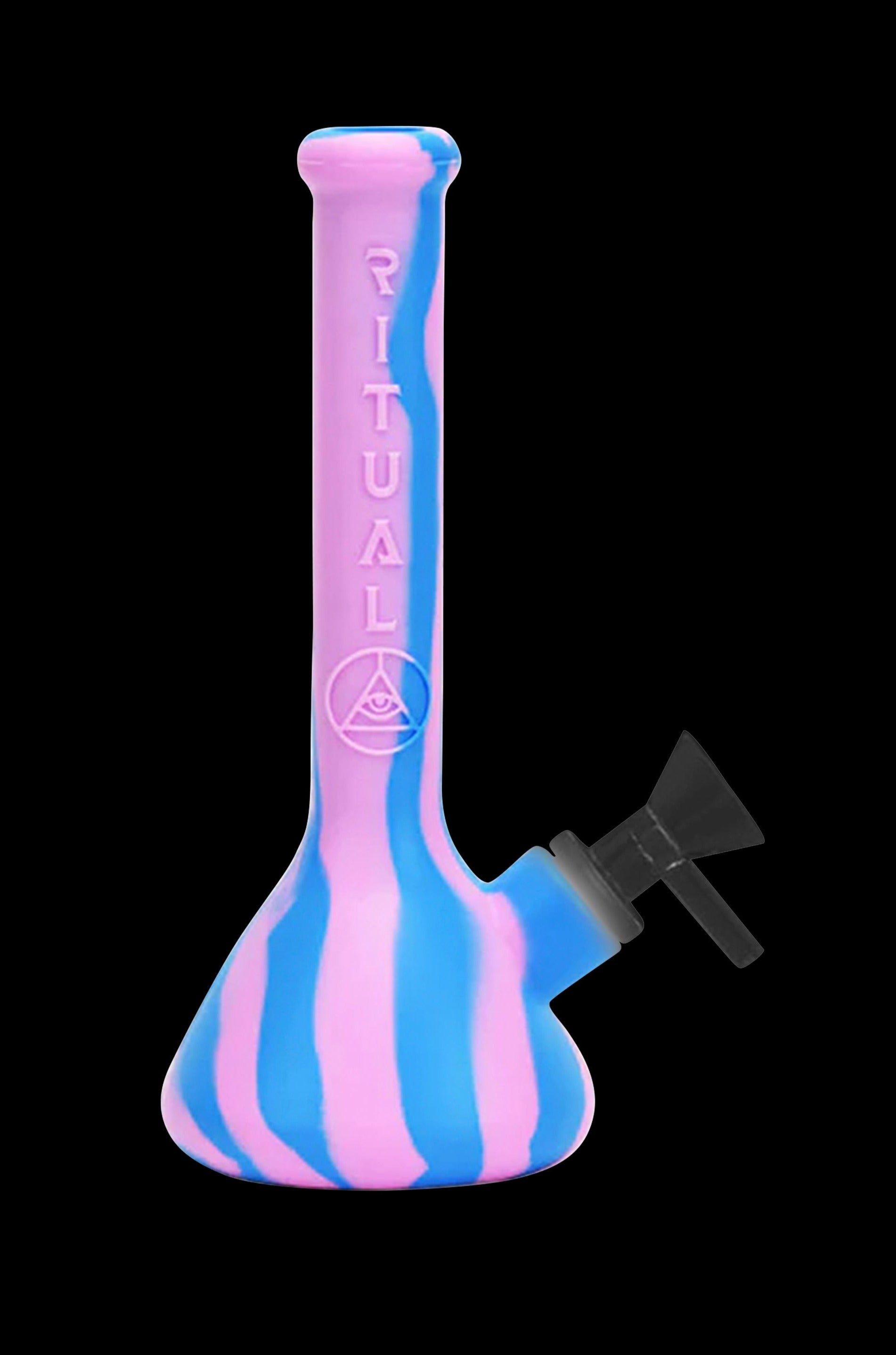Pink and blue silicone bubbler with a glass bowl.