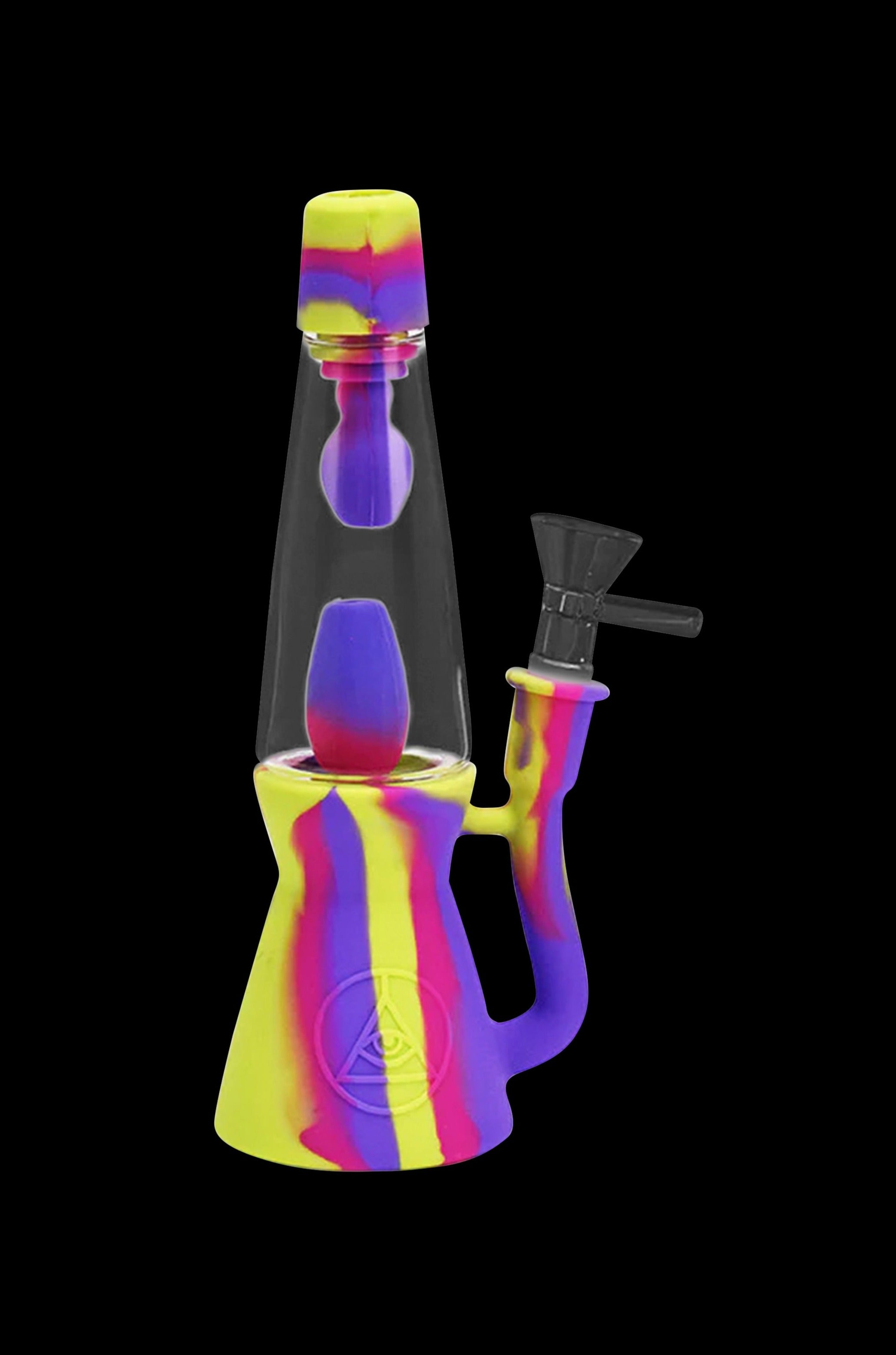 Colorful silicone water pipe (bong) with glass bowl.