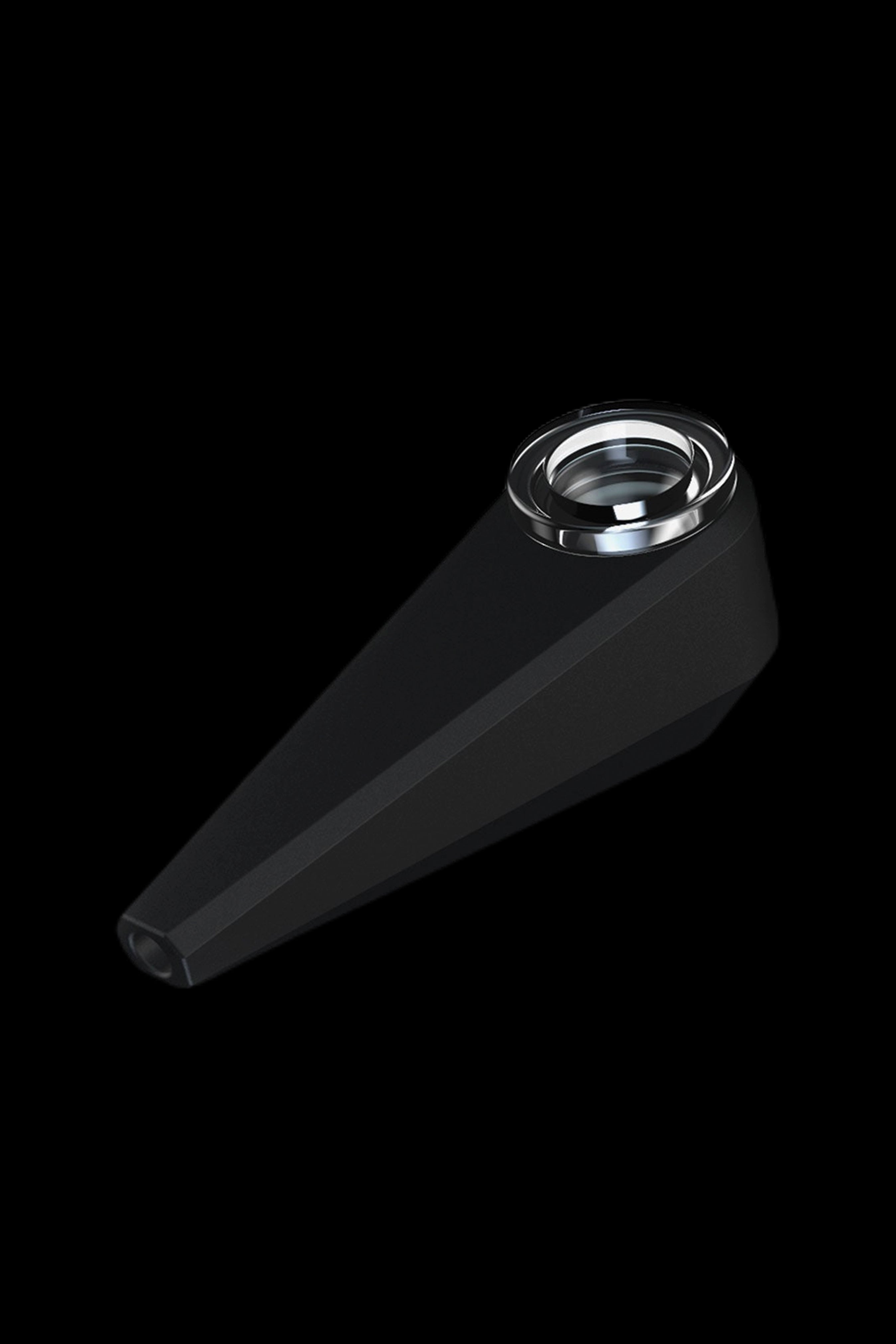 Sleek black cannabis pipe with a metallic bowl.