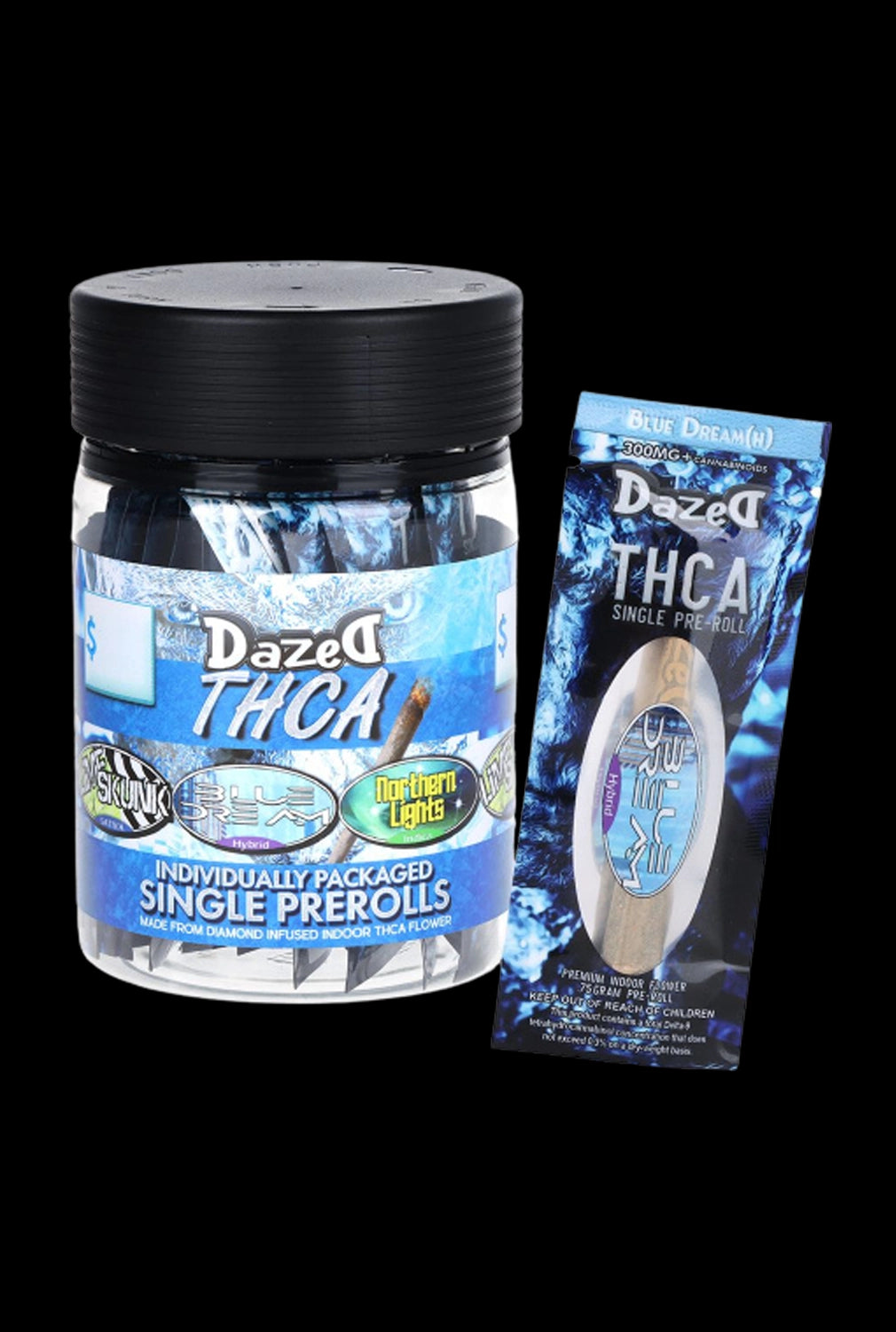 Dazed Icewalkerz THCA Pre-Rolls - .75g / 1pc / Assorted Strains - 25CT JAR