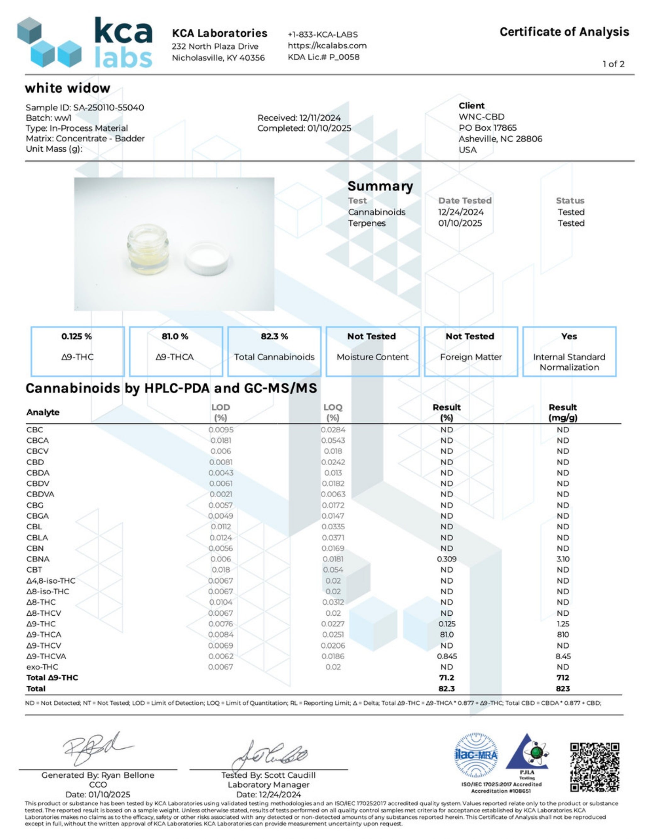 WNC CBD THCA Badder - 3.5g