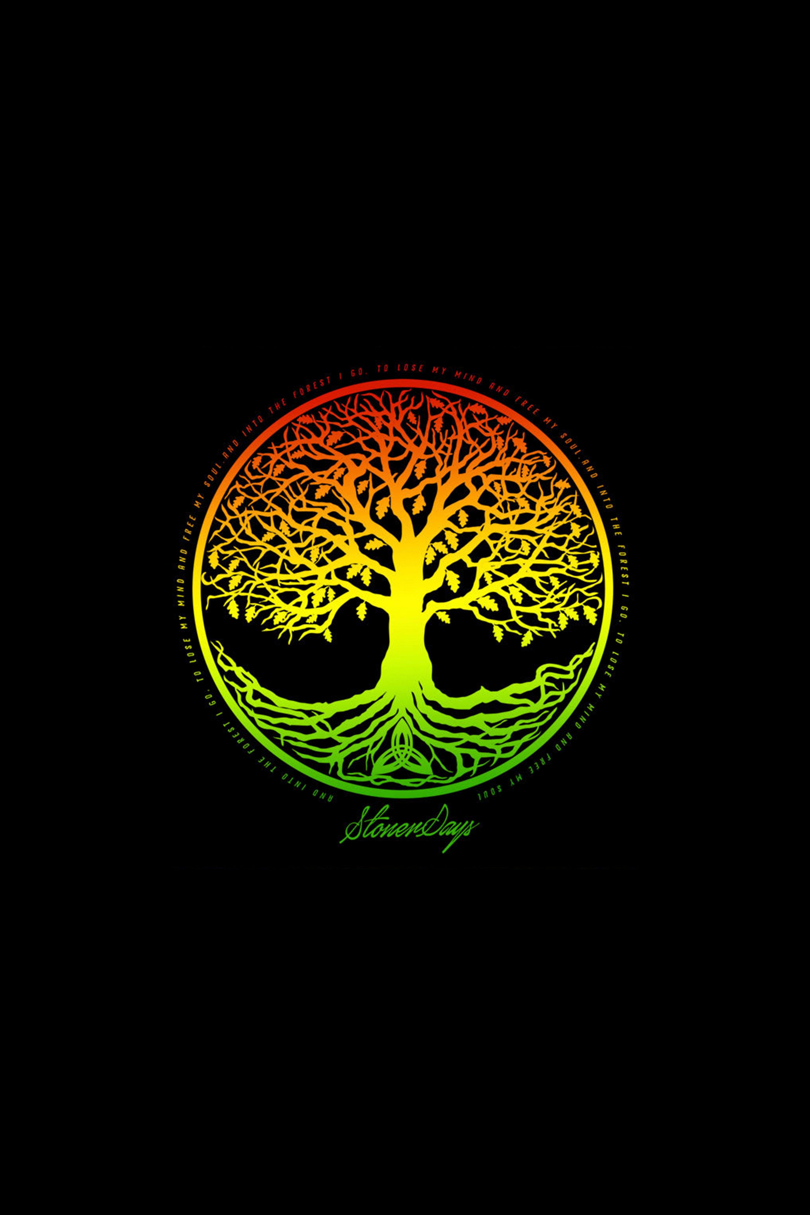 A vibrant, rainbow-colored tree of life design encircled by text, with the brand name "StonerDays" in cursive at the bottom, on a black background.