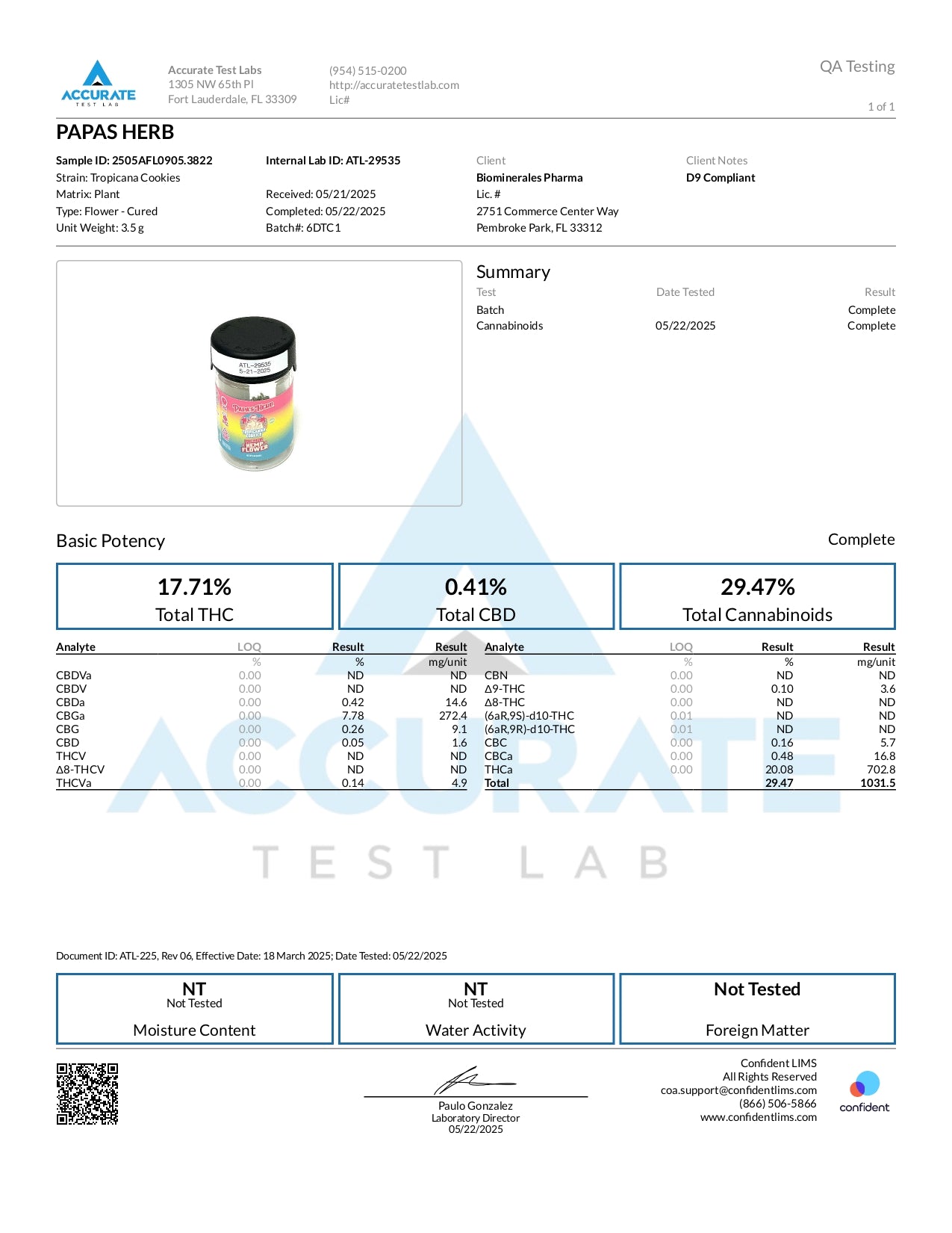 Papa's Herb TROPICANA COOKIES INDOOR THCa FLOWER