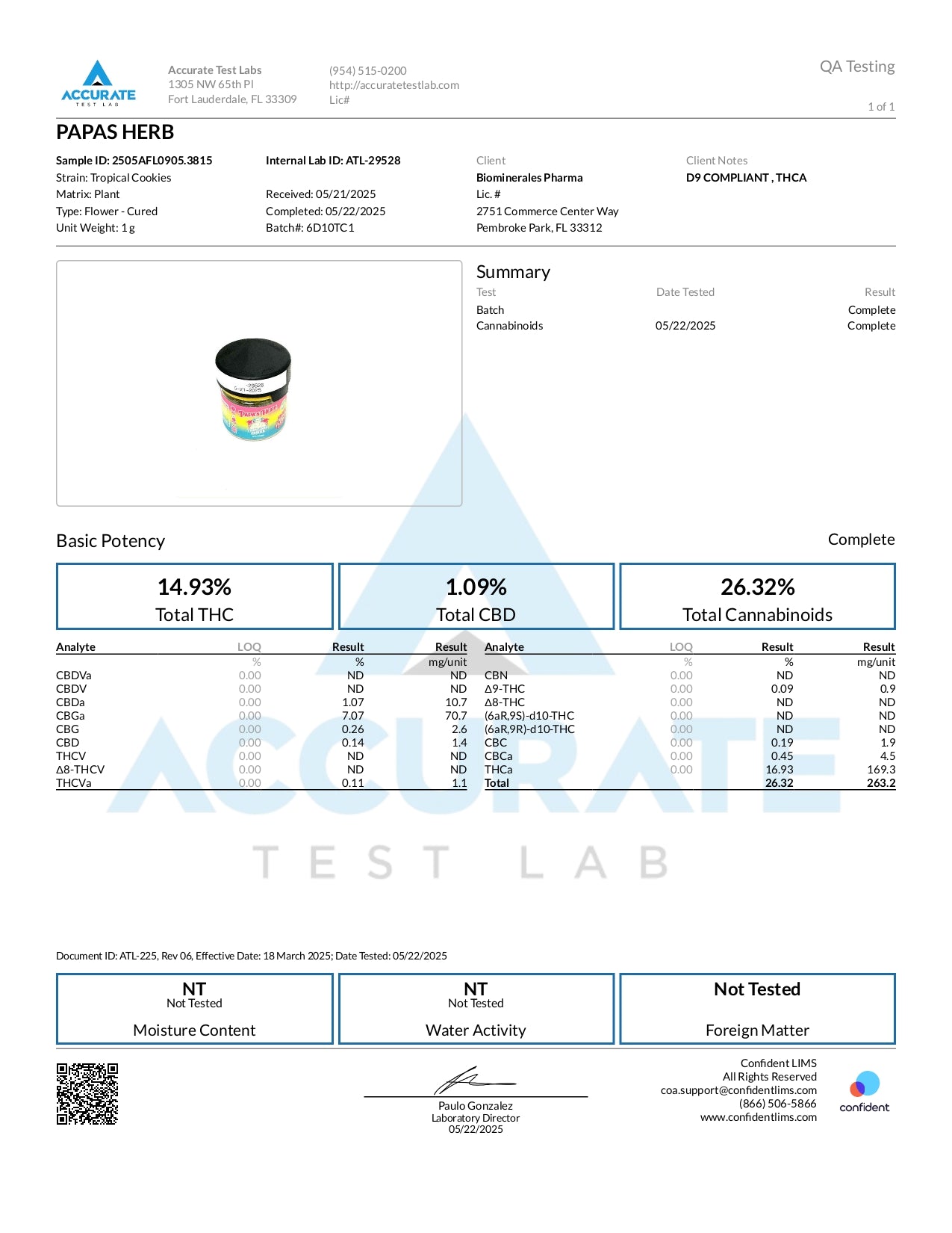 Papa's Herb TROPICANA COOKIES INDOOR THCa FLOWER