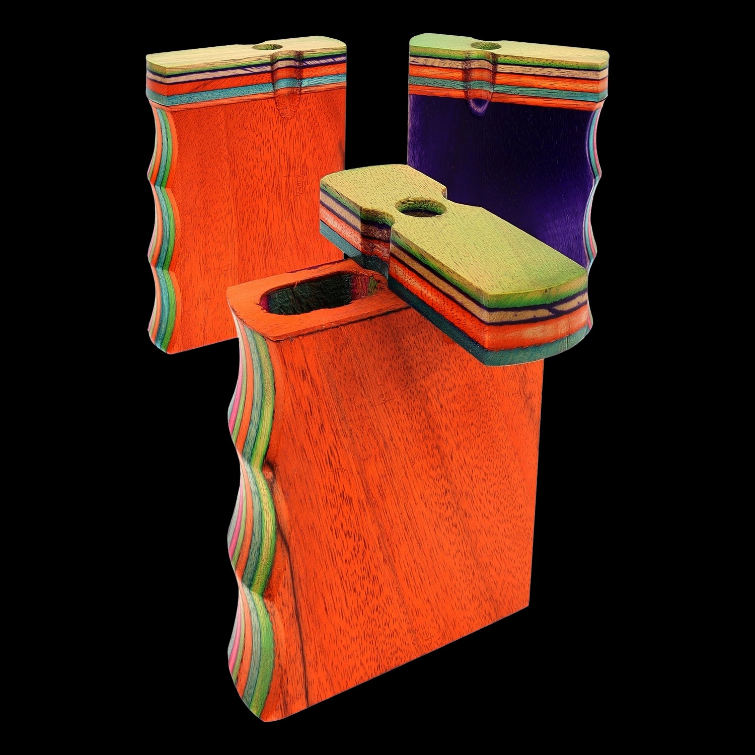 Multicolor Layered Wood Dugout “Mini Rainbow Rail” – 3″ – Assorted Colors