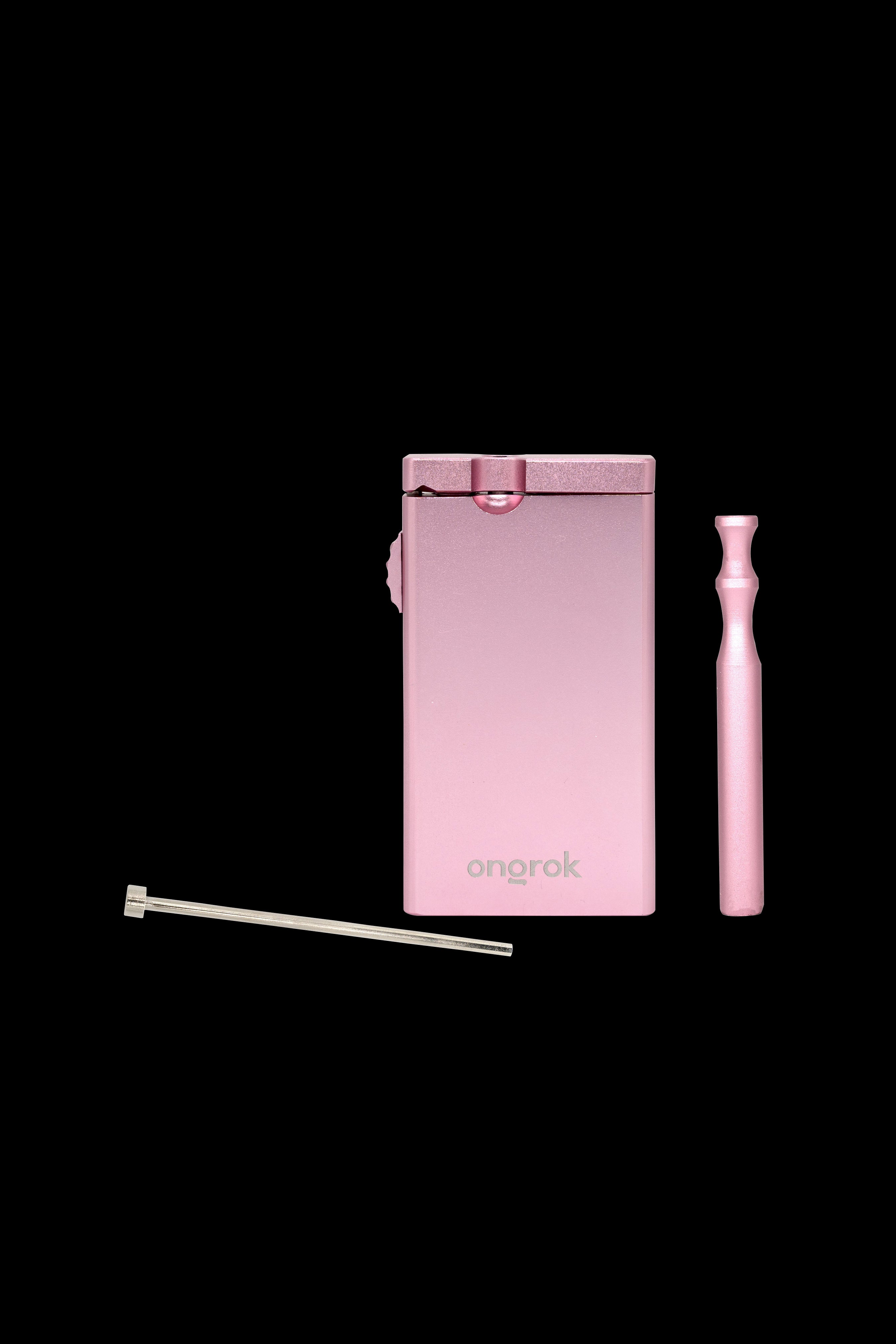 Pink Onrok cannabis oil applicator with applicator tip and straw.