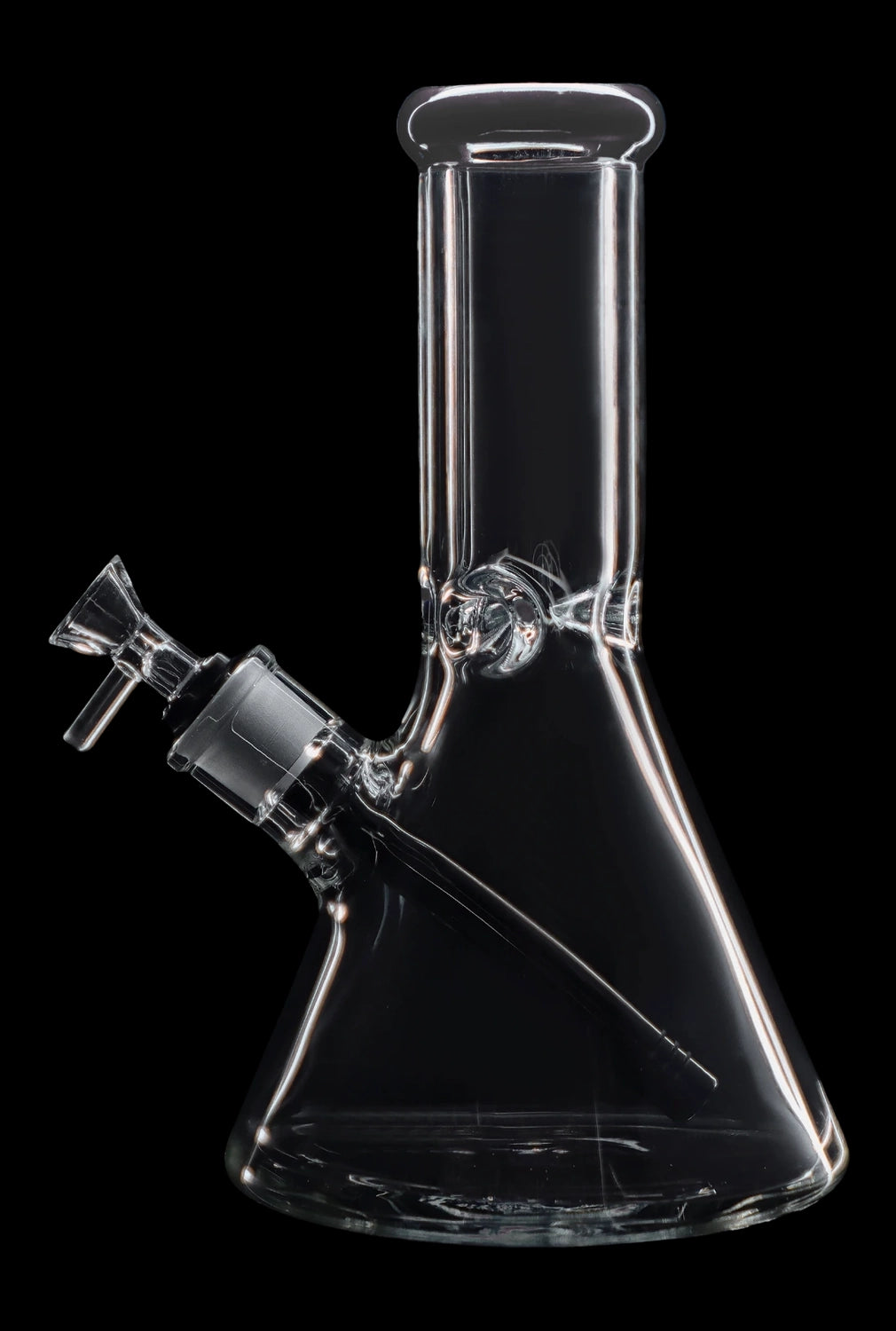 Clear glass bong isolated on a black background.