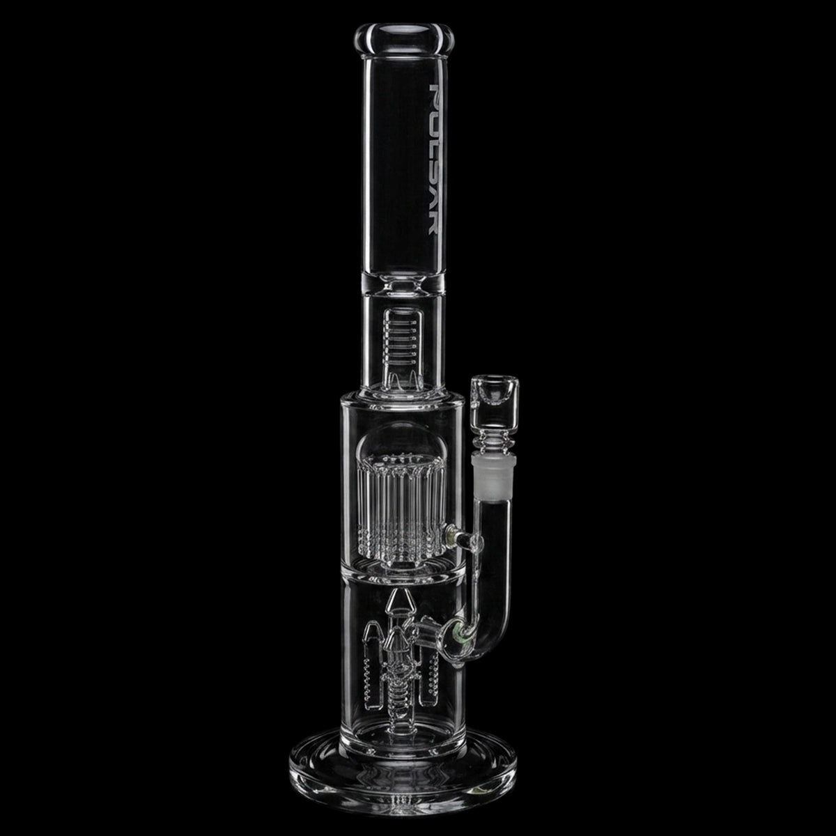 Pulsar Kink Neck Double Chamber Chugger Glass Bong - 17.25" / 14mm F