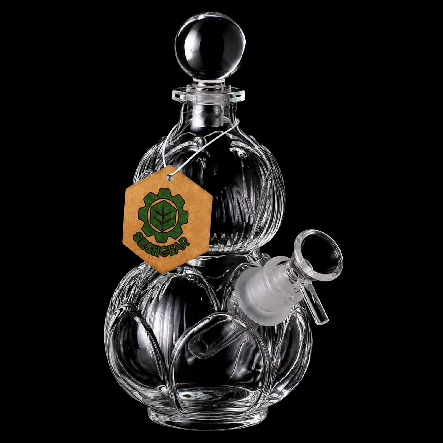 SeshGear Clear Vintage Gourd Glass Water Pipe - 8" / 14mm F / Clear
