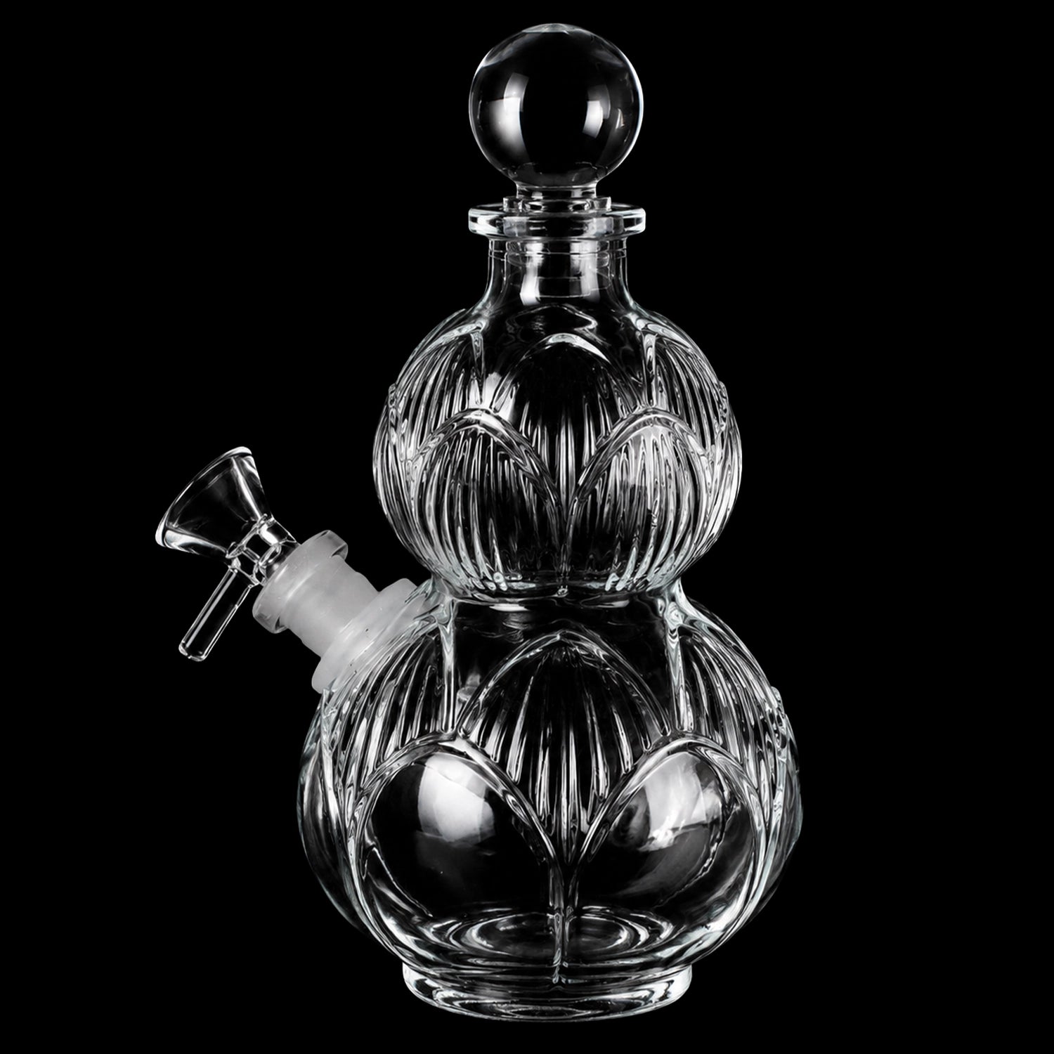 SeshGear Clear Vintage Gourd Glass Water Pipe - 8" / 14mm F / Clear
