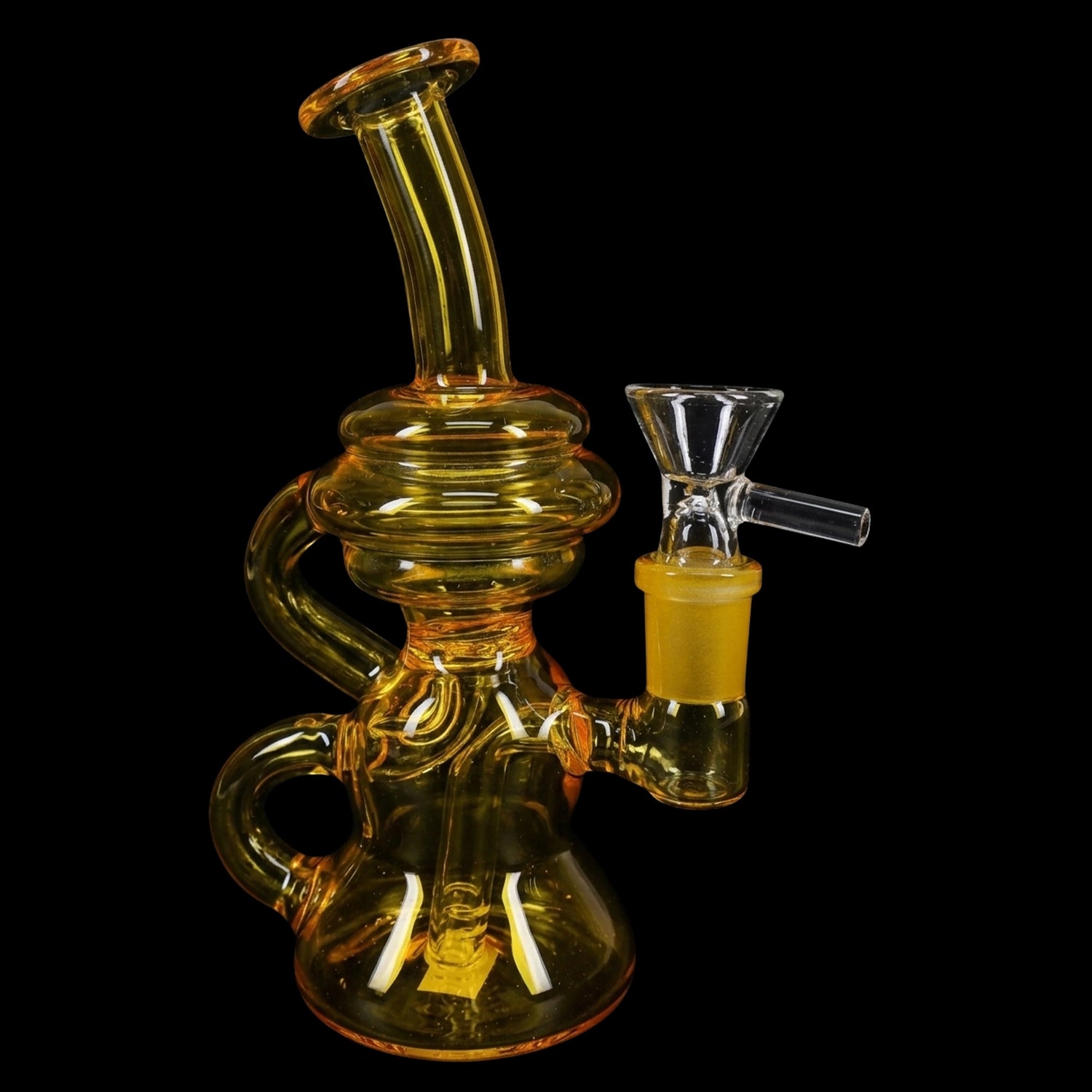 Stemless Glass Recycler Bong “Color Current” – 6½″ – Assorted Colors