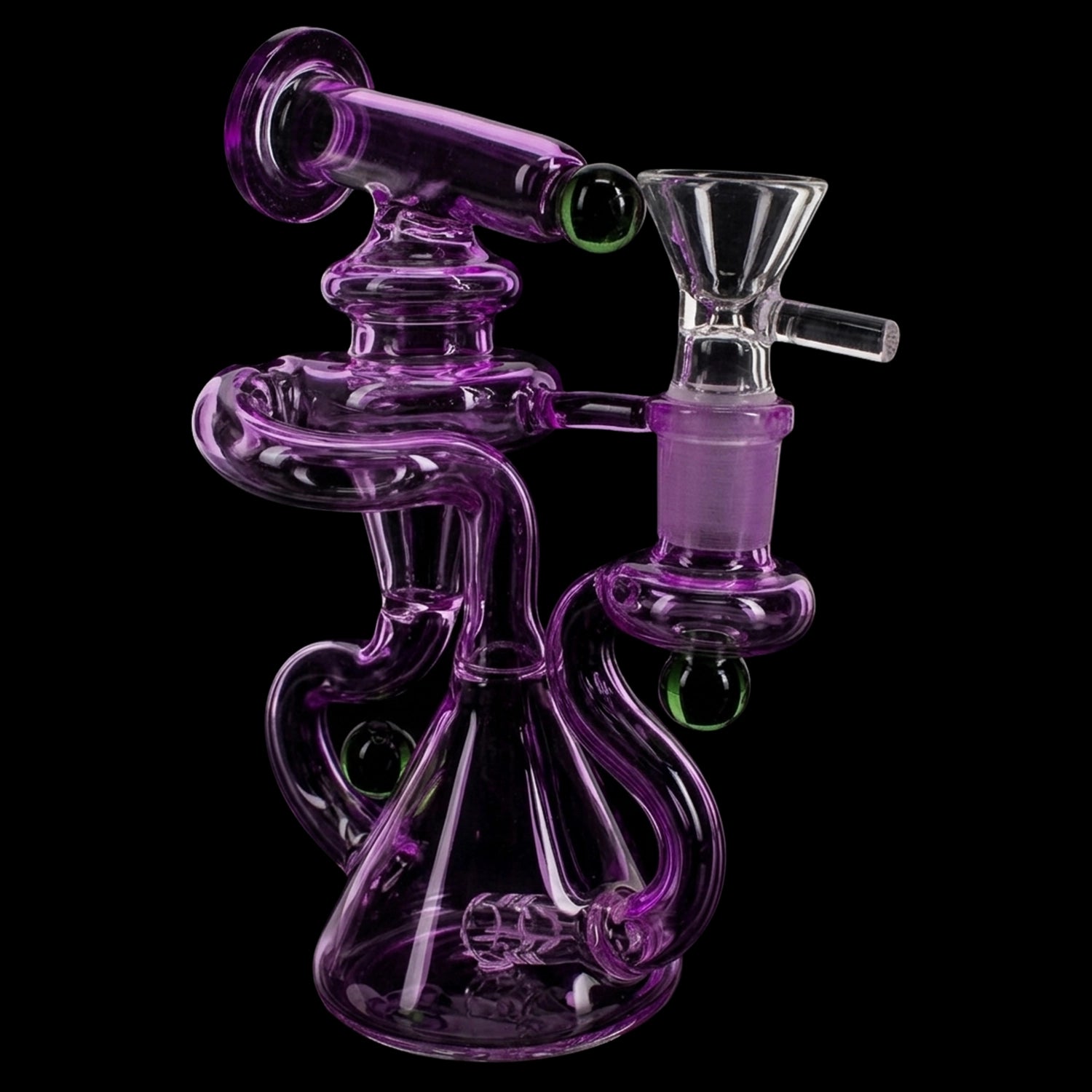 Stemless Glass Recycler Bong “Loop Bloom” – 6″ – Assorted Colors