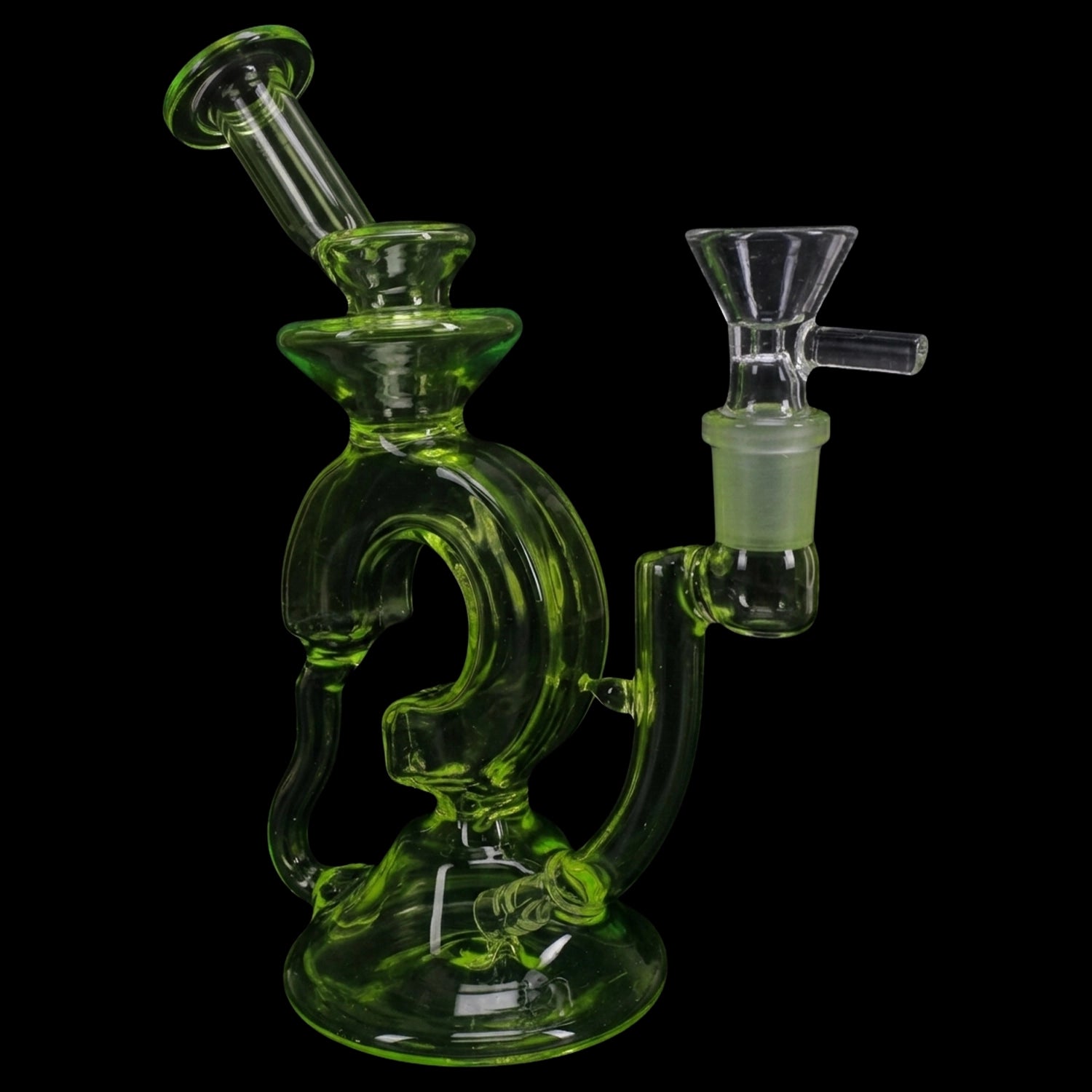 Stemless Glass Funky Recycler Bong “Ripple Orbit” – 7″ – Assorted Colors