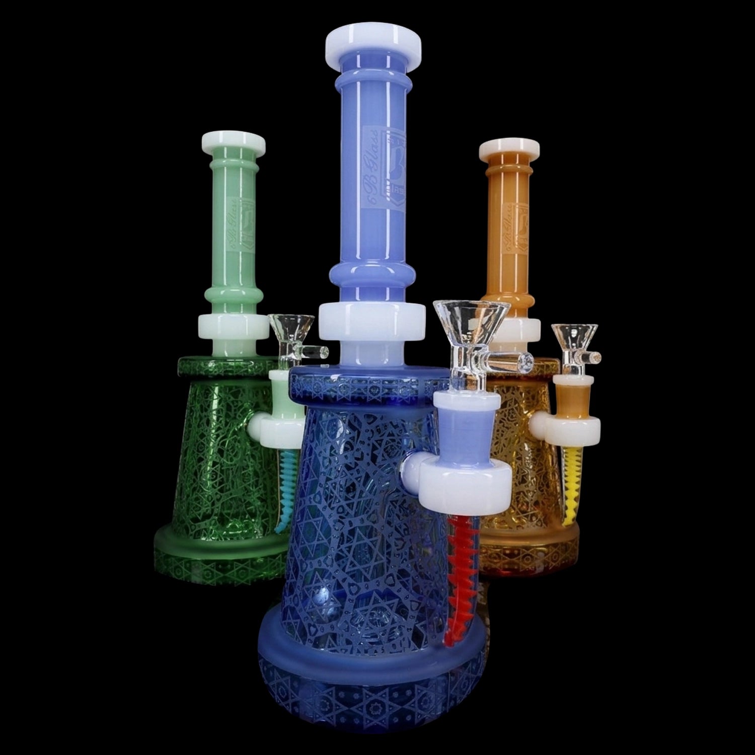 6B Glass Frosted Star Water Pipe – 9½″ – Assorted Colors