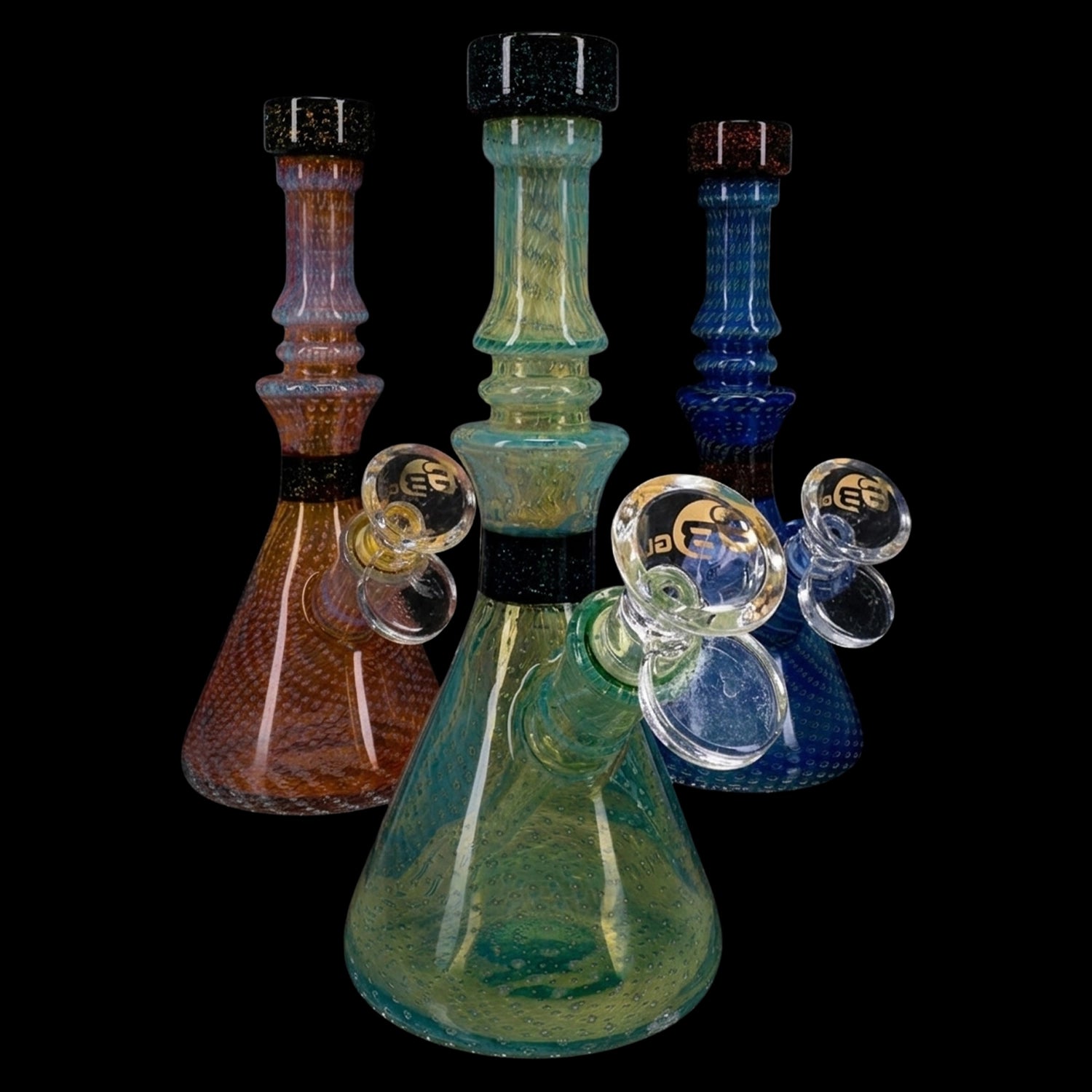 6B Glass Silver Fumed Bubble Dichro Beaker Bong – 7″ – Assorted Colors