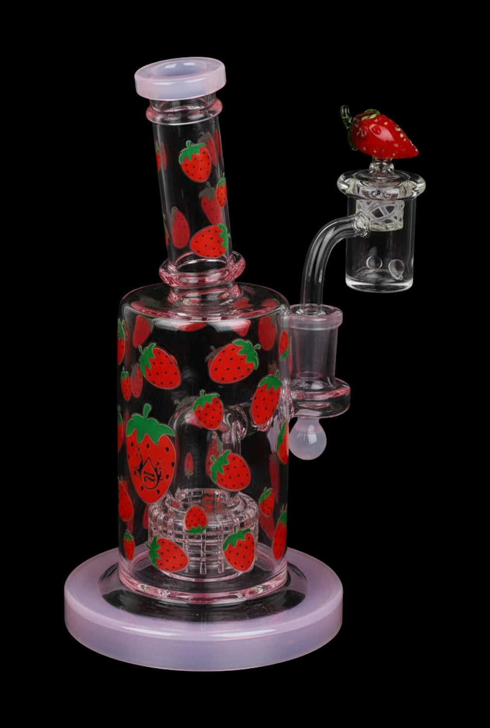 Pulsar Fruit Series Strawberry Cough Glow In The Dark Dab Rig Kit - 8" / 14mm F