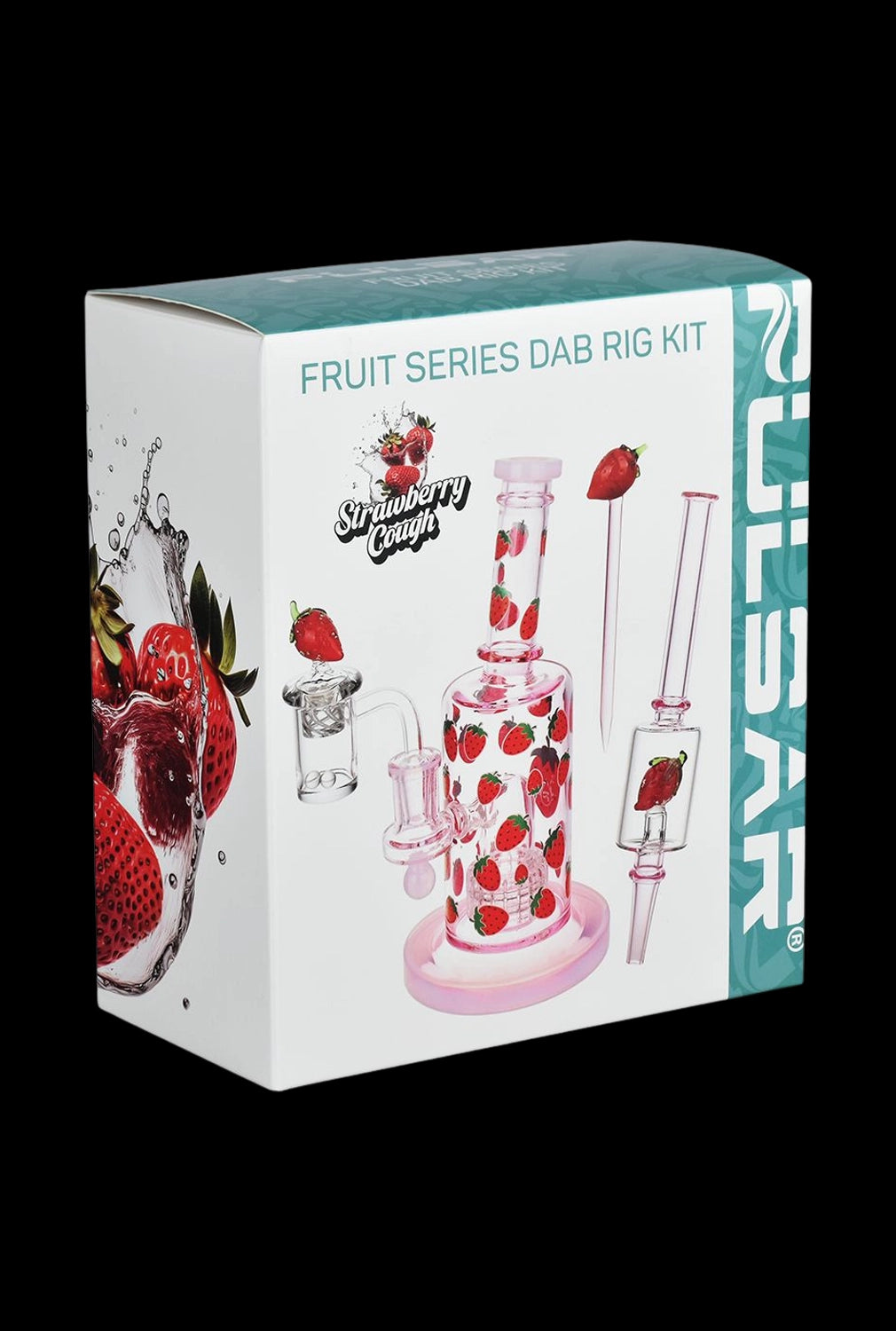 Pulsar Fruit Series Strawberry Cough Glow In The Dark Dab Rig Kit - 8" / 14mm F