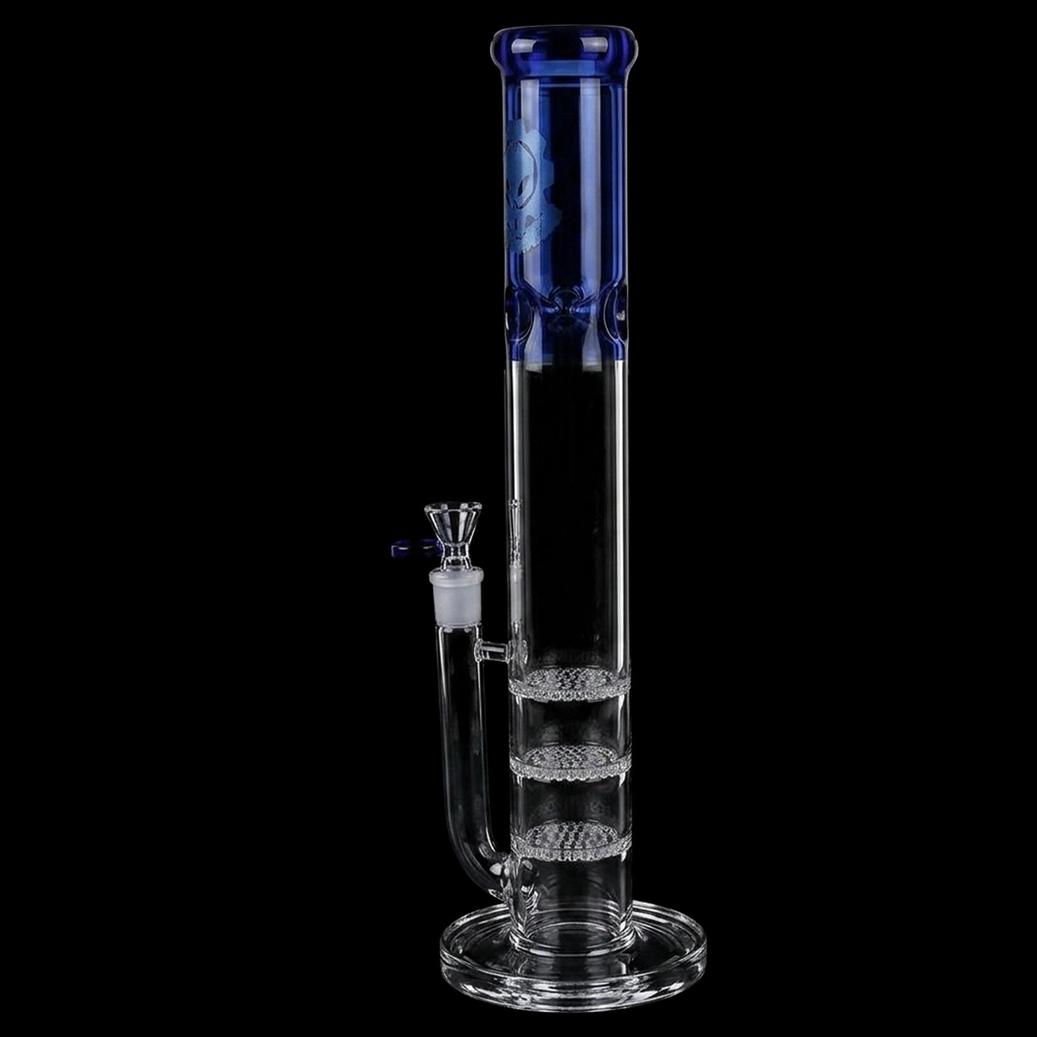 SeshGear Triple Honeycomb Perc Straight Tube Water Pipe - 15" / 14mm F / Colors Vary