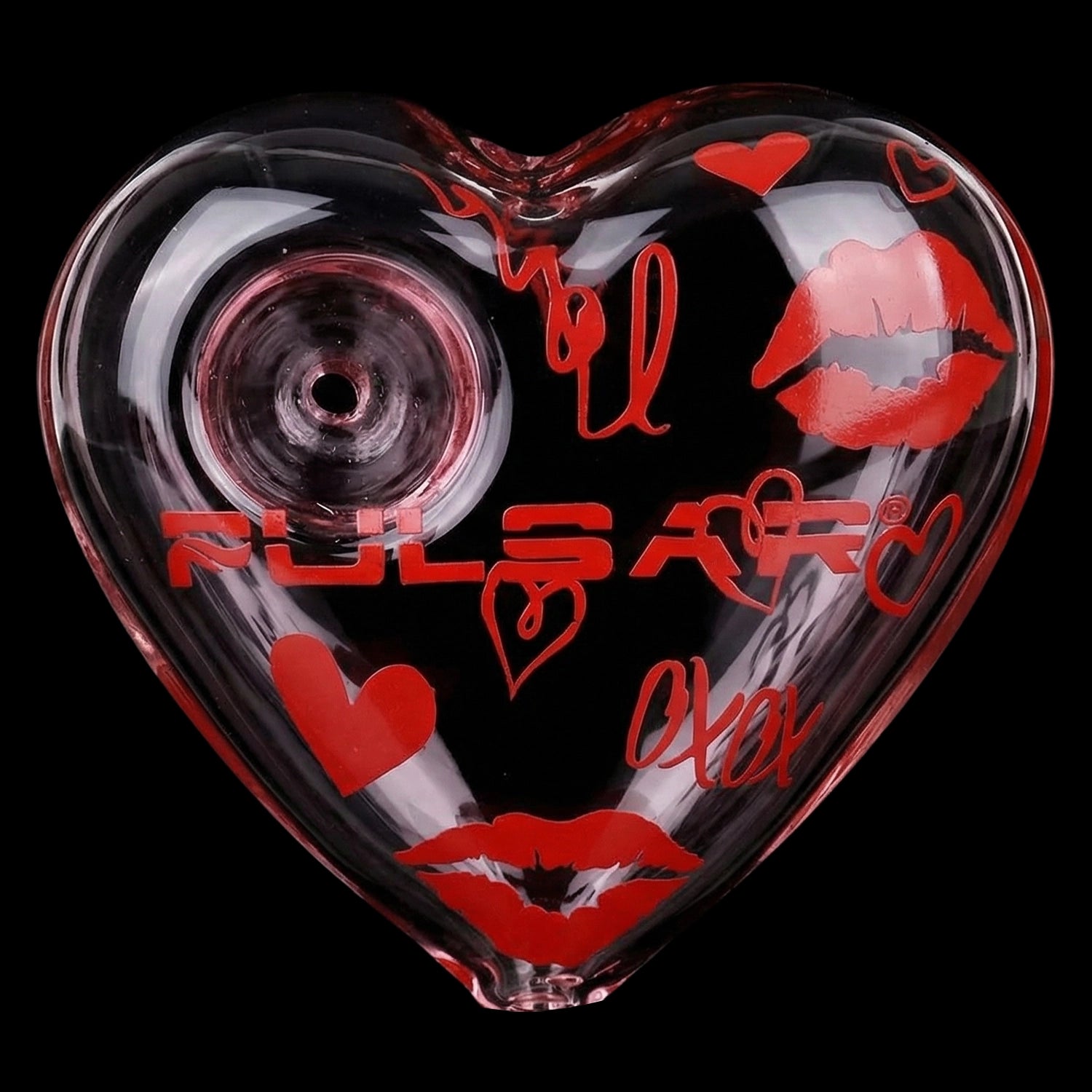 Pulsar Valentine's XOXO Glass Beaker Water Pipe & Hand Pipe Set - 10" / 14mm F