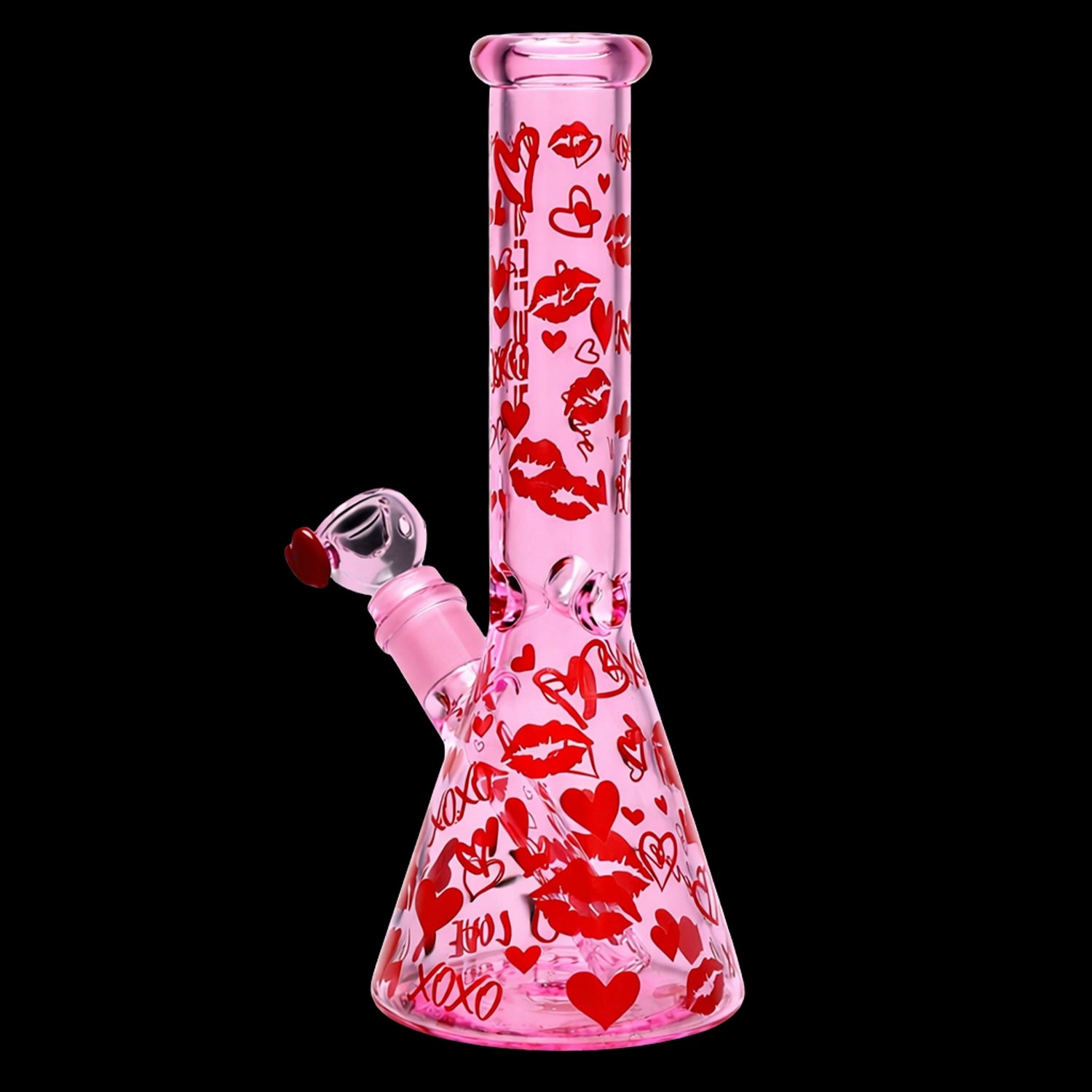 Pulsar Valentine's XOXO Glass Beaker Water Pipe & Hand Pipe Set - 10" / 14mm F