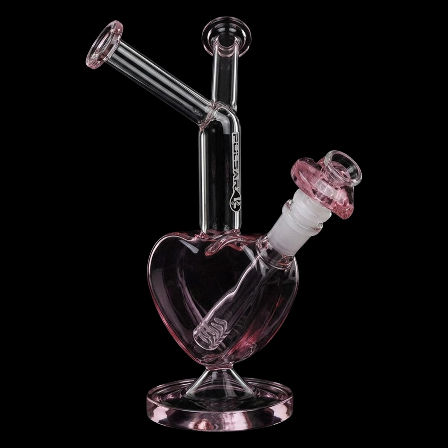 Pulsar Double Kiss Heart Glass Water Pipe - 11" / 14mm F