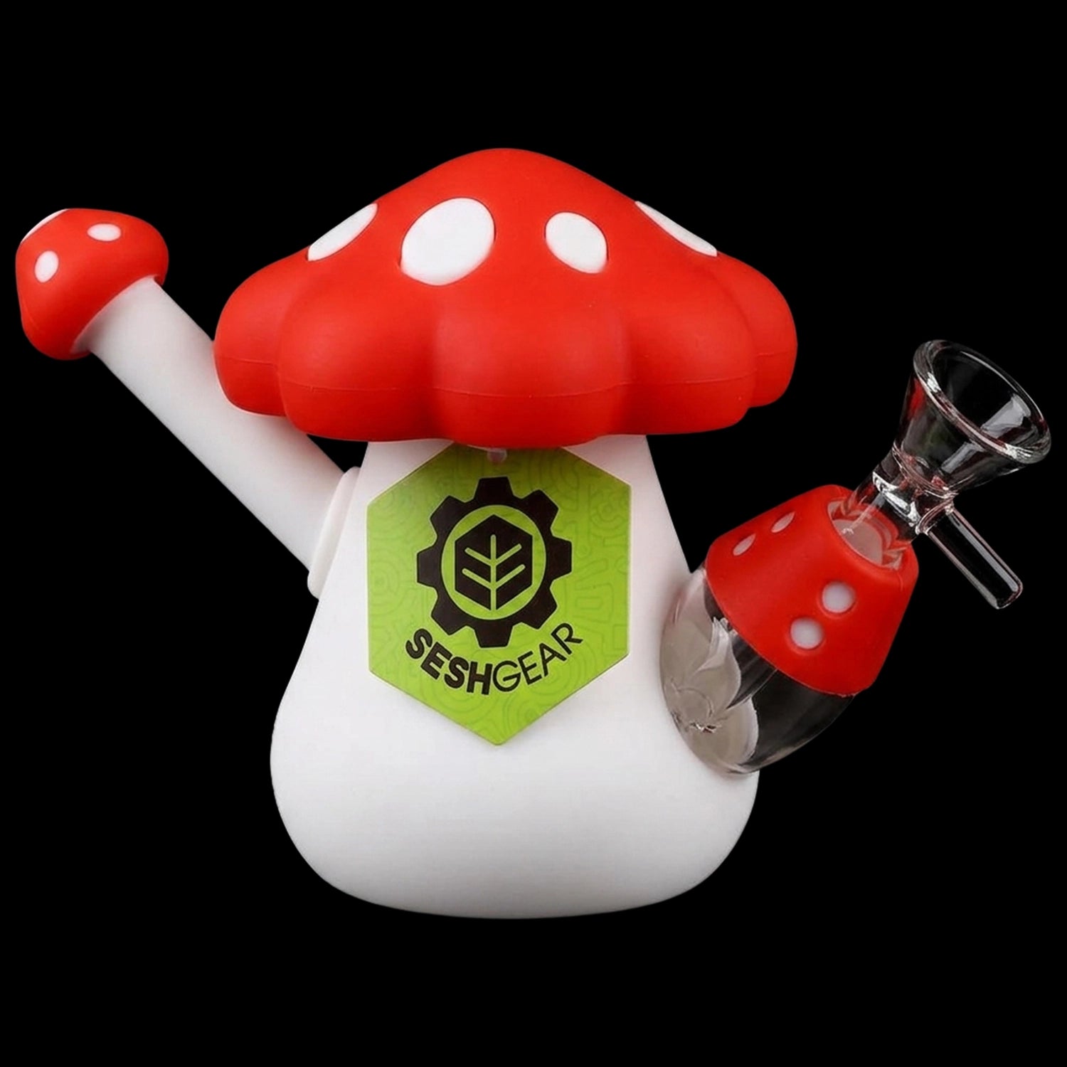 SeshGear Red Mushroom Silicone Water Pipe - 4.5" / 14mm F / Red