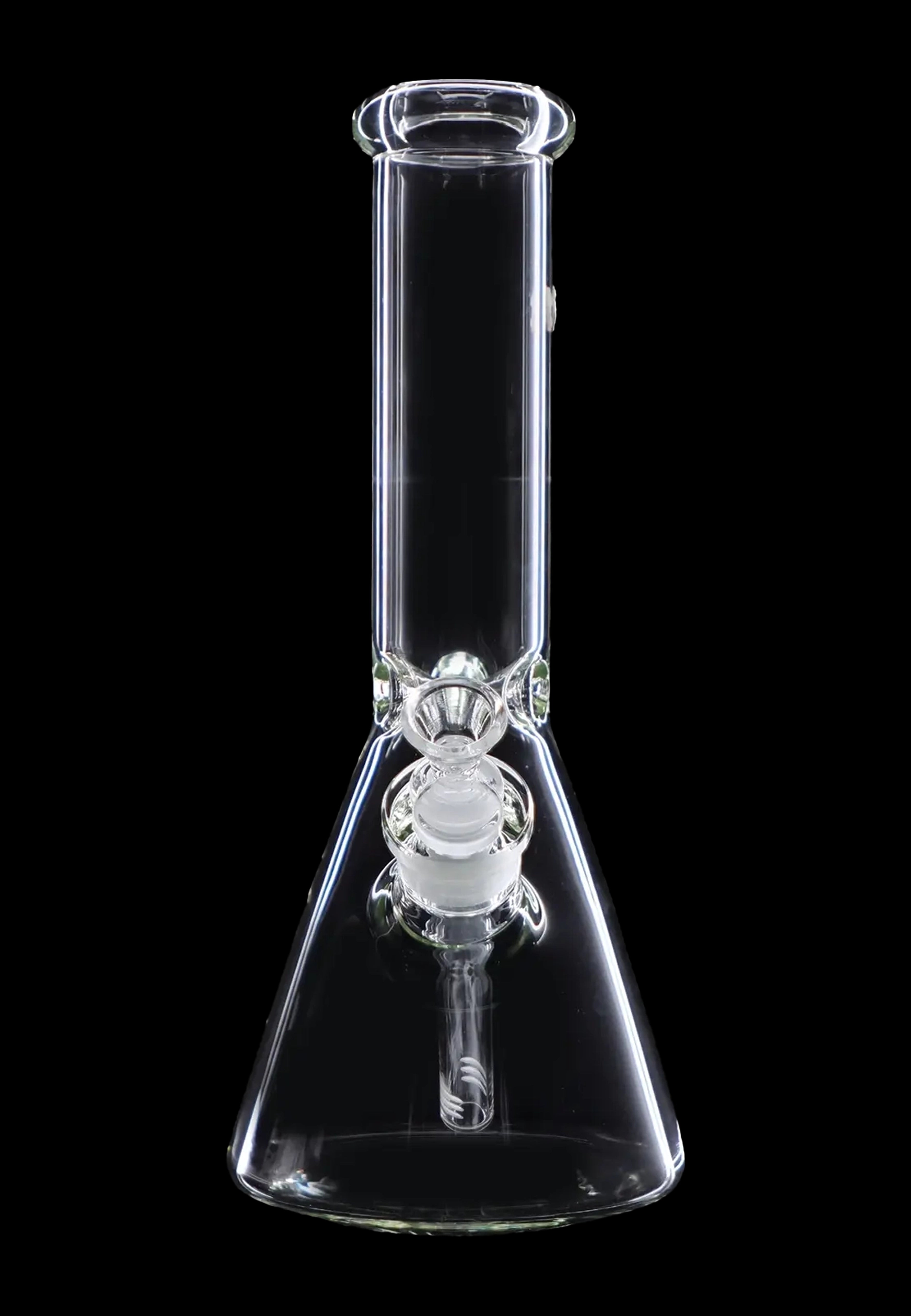 Clear glass bong isolated on a black background.